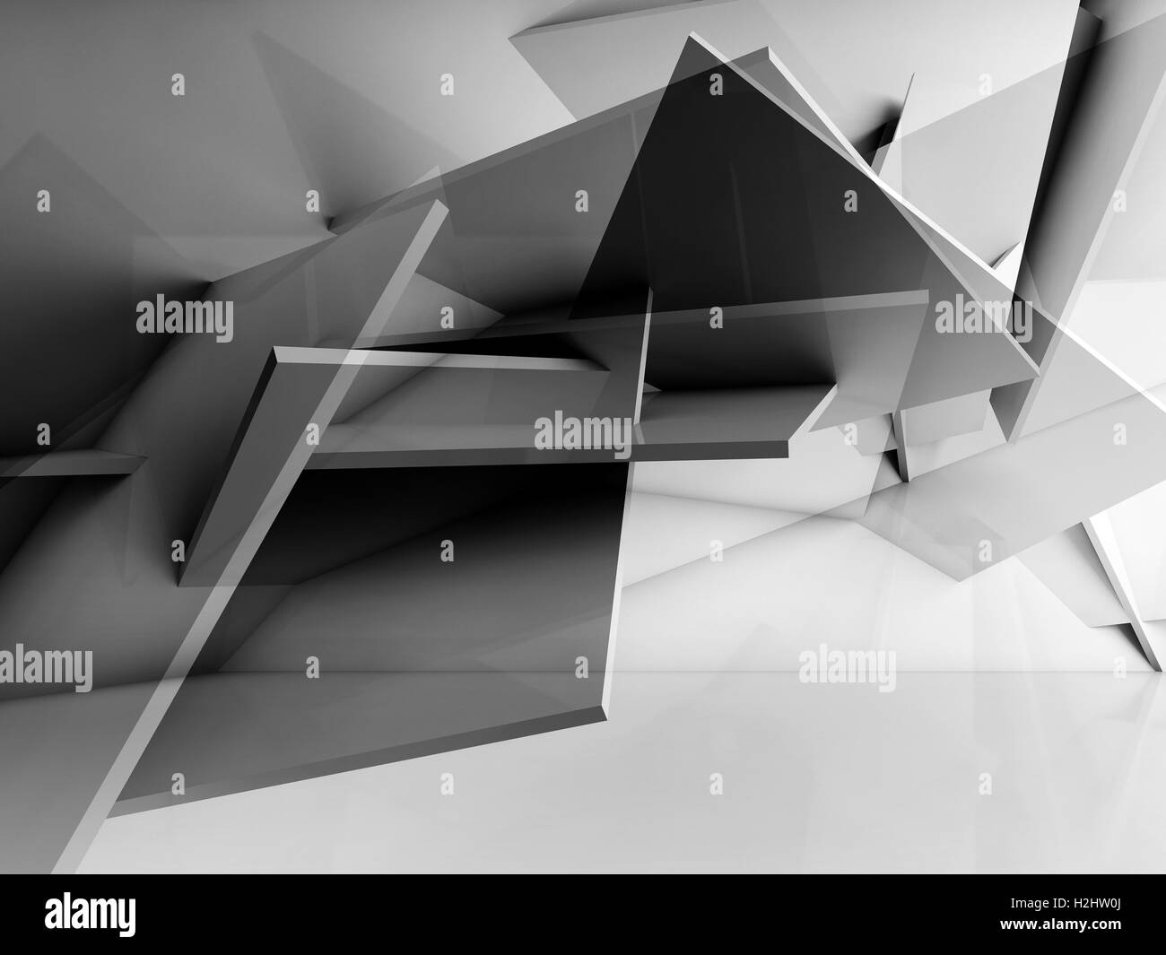 Abstrakte cg Hintergrund. Chaotisch polygonalen Struktur Installation. 3D Illustration, Computergrafik Stockfoto