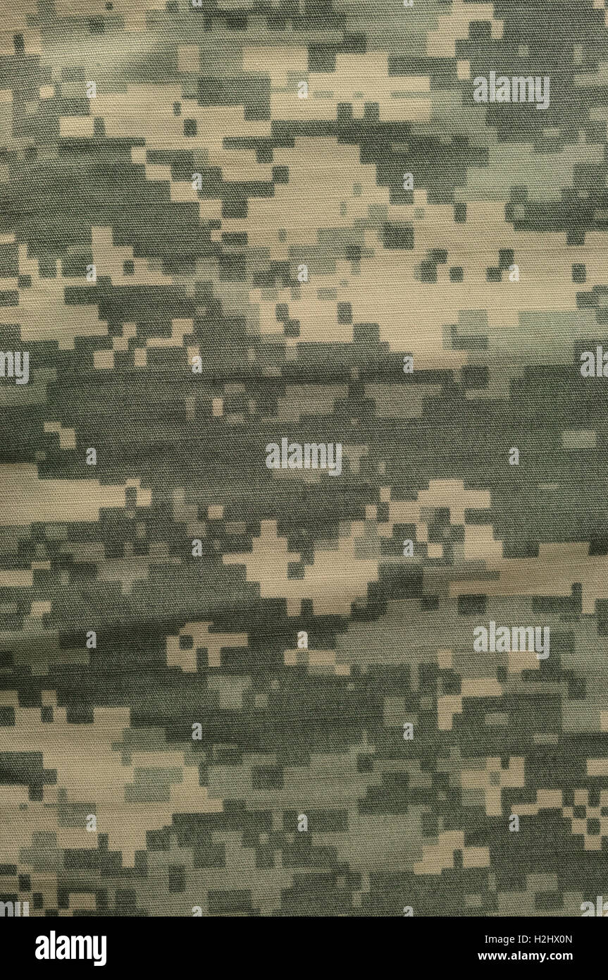 Universelle Camouflage-Muster, Armee zu bekämpfen, einheitlichen digitalen Camo, USA militärische ACU Makro Nahaufnahme, vertikale detaillierte große Rip-Stop Stoffmuster Stockfoto