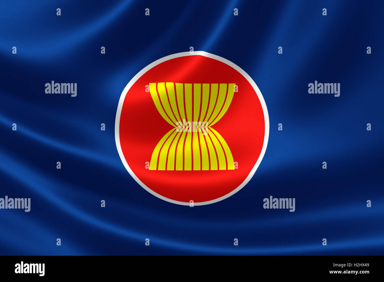 Verband Südostasiatischer Nationen (ASEAN) Flagge auf seidigen Stoff Stockfoto