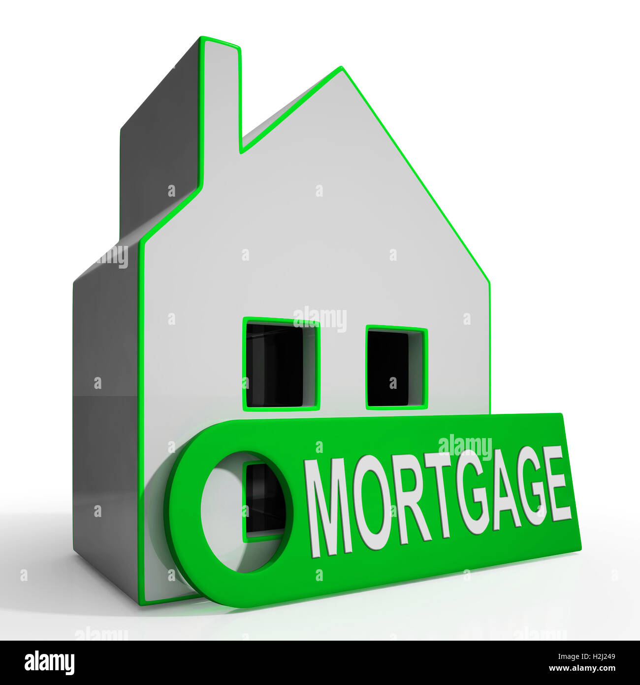 Hypothek Haus zeigt wegen Geld für Unterkunft Stockfoto