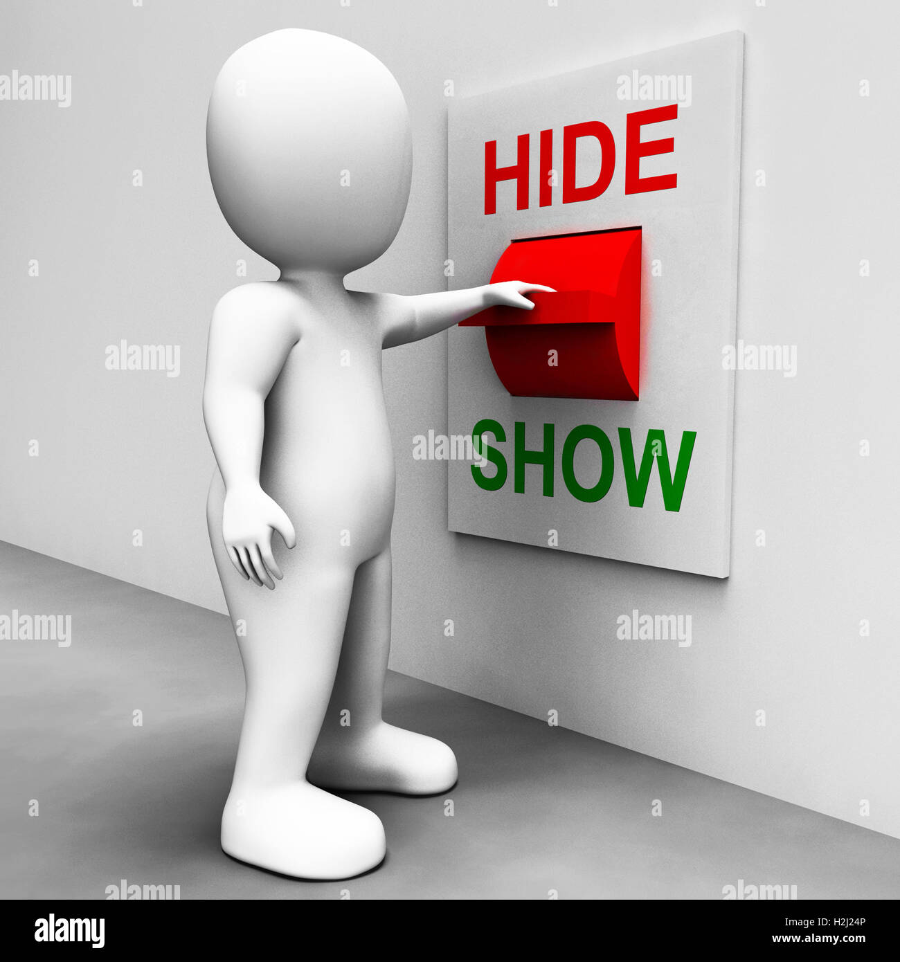 Hide-Schalter zu zeigen, verbergen oder zeigen Stockfoto
