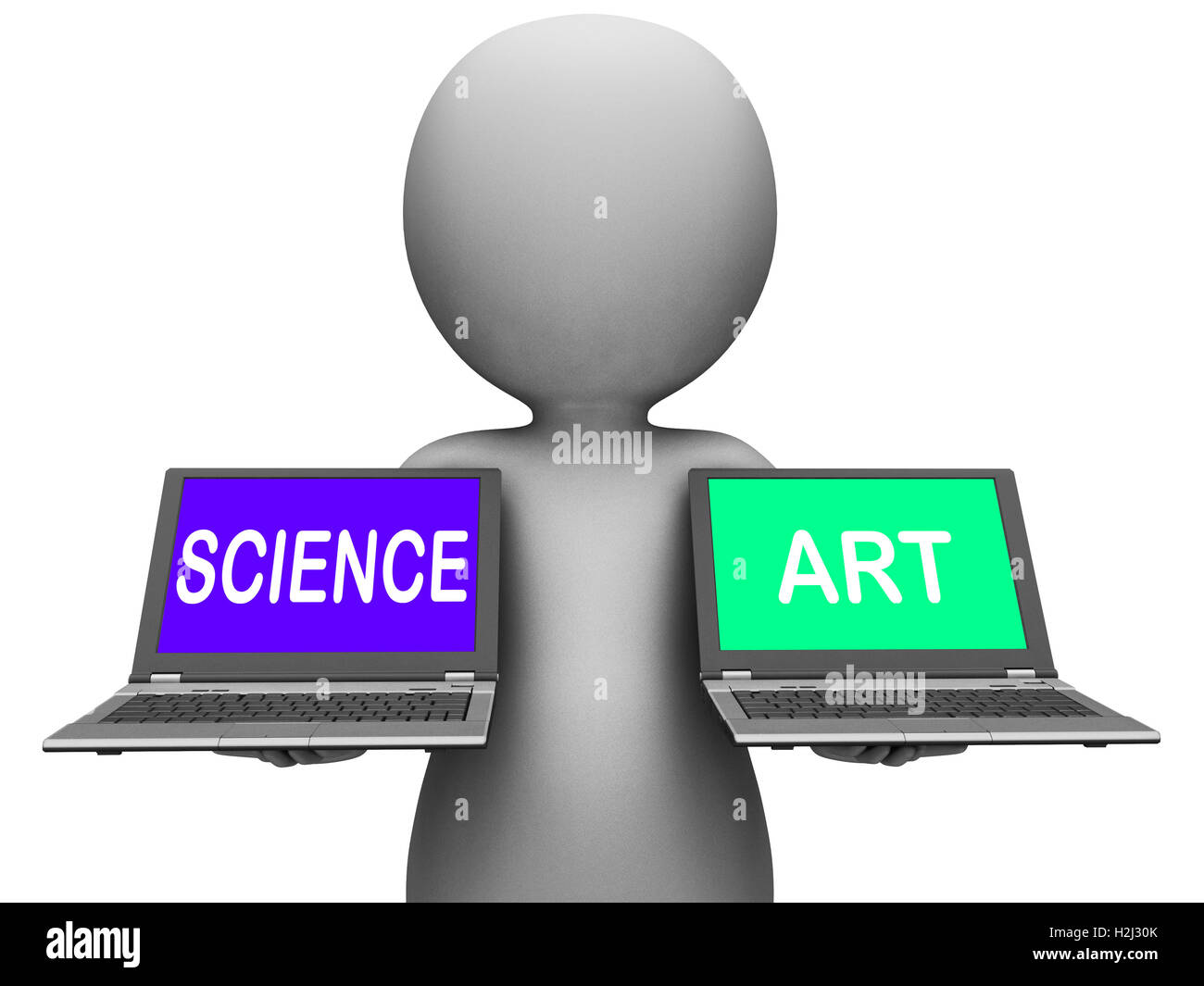 Wissenschaft Kunst Laptops zeigt, wissenschaftlichen oder künstlerischen Stockfoto
