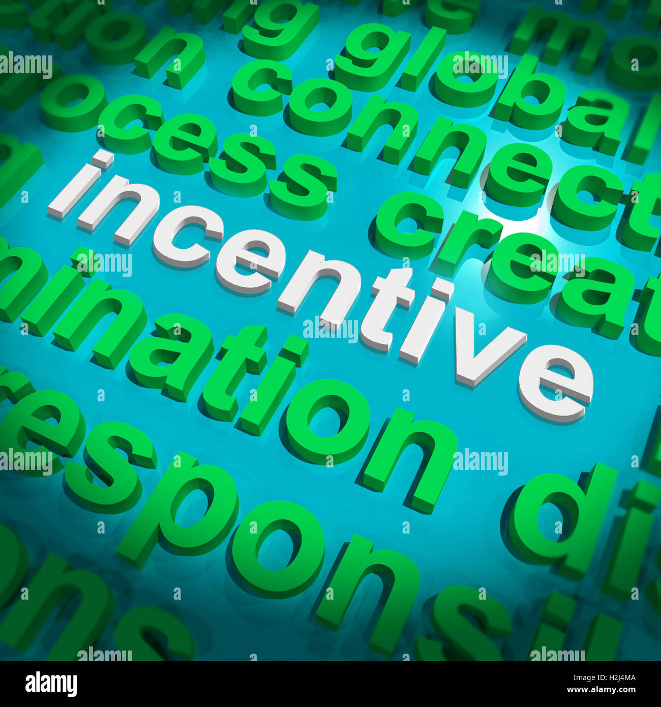 Incentive Wortwolke zeigt Anreiz Bonusprämie Stockfoto