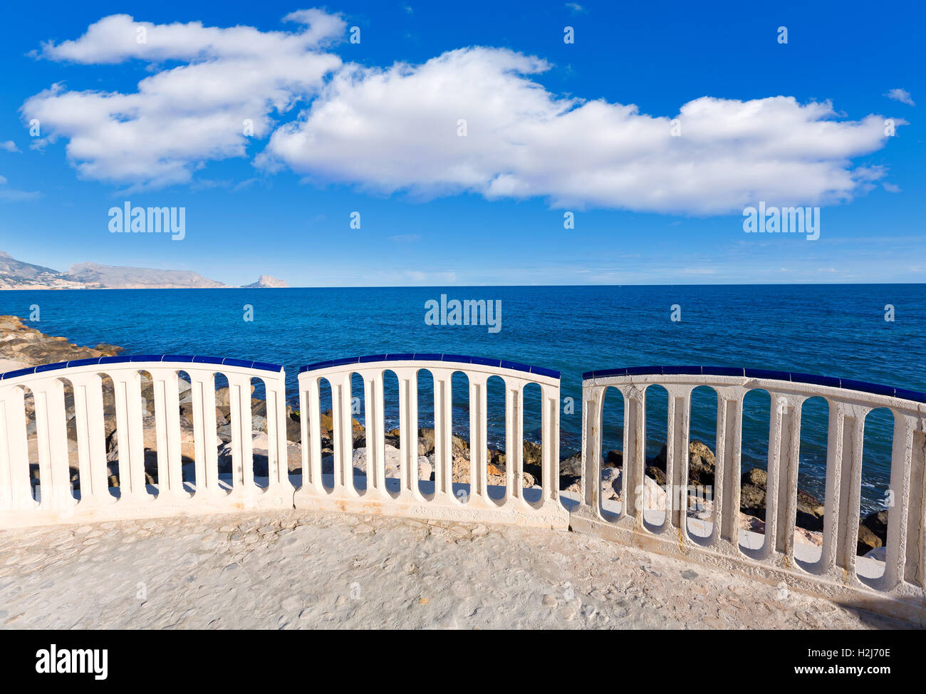 Altea beach Balconade typisch weißen mediterranes Dorf Alican Stockfoto