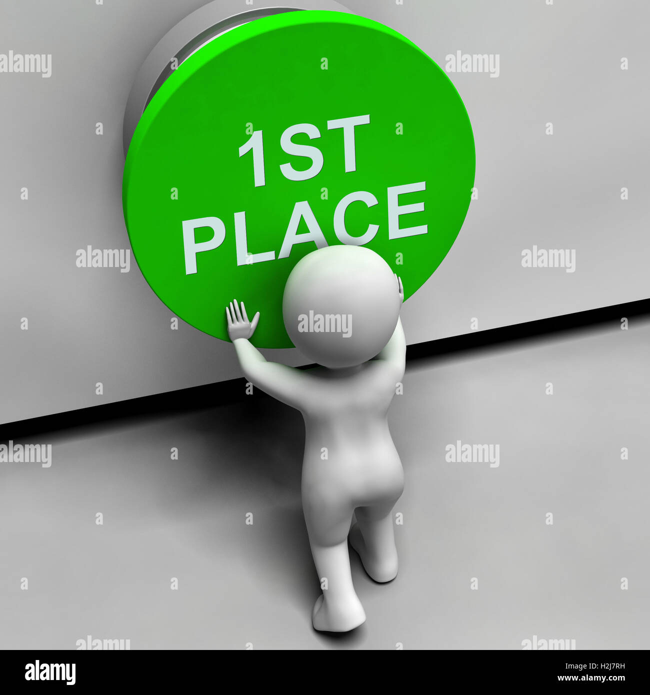 Erster Platz-Schaltfläche zeigt 1. Platz und Gewinner Stockfoto