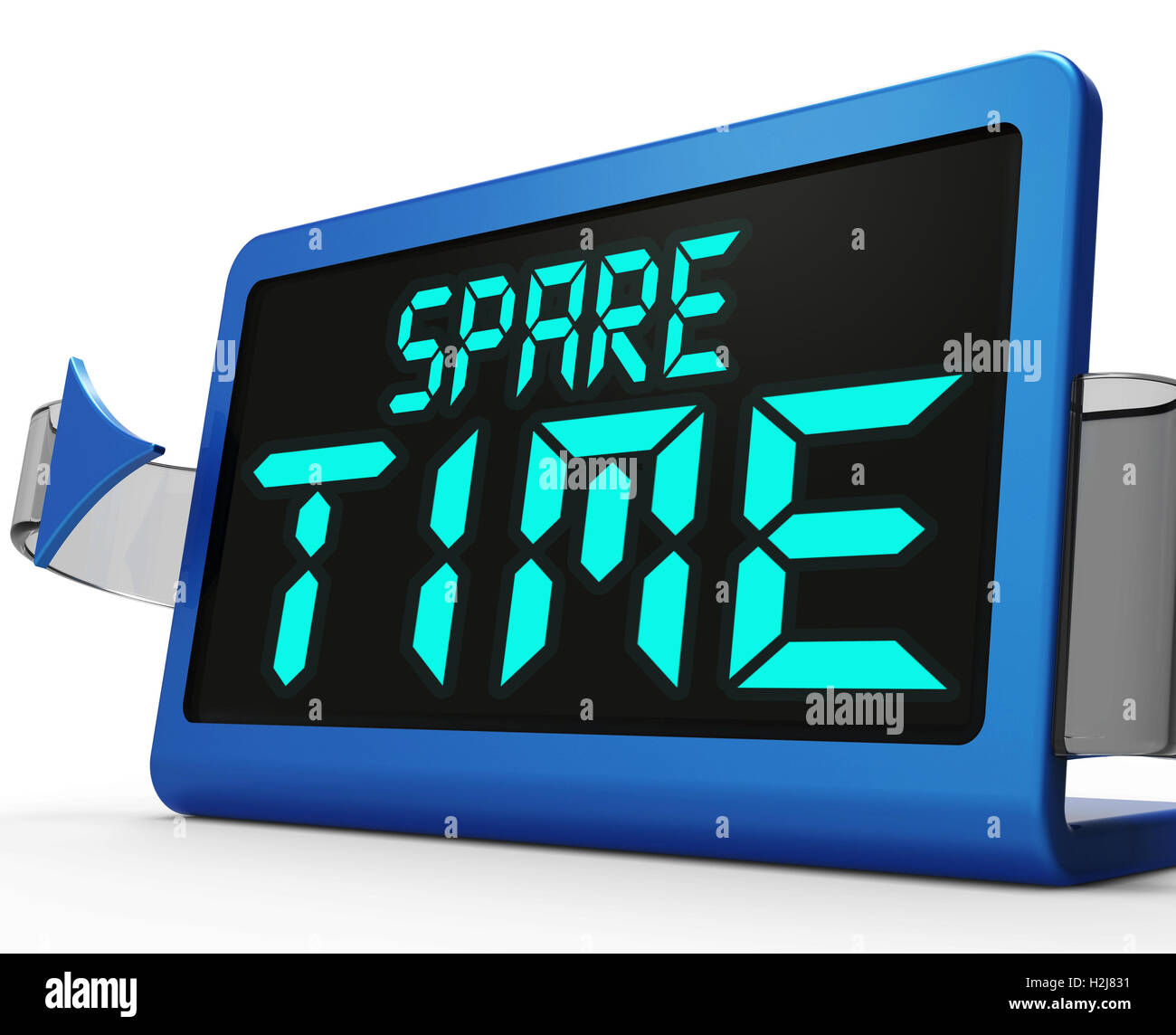Spare Time Clock bedeutet Freizeit und Entspannung Stockfoto