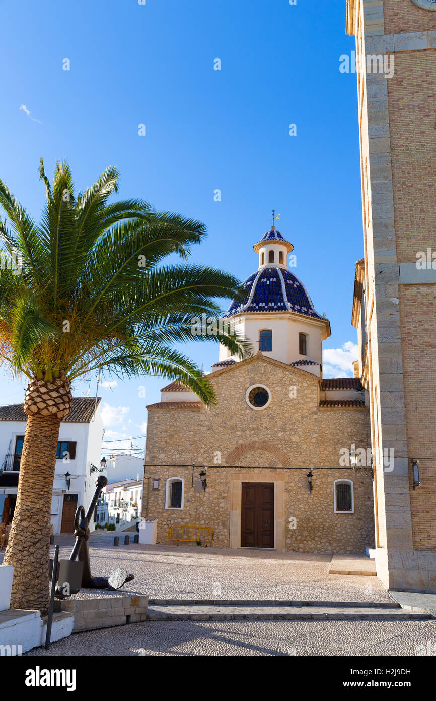 Altes Dorf Altea Kirche typisch mediterran in Alicante Stockfoto