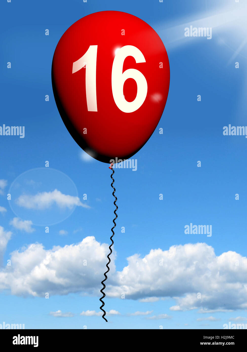 16 Ballon zeigt süßen sechzehn Geburtstagsfeier Stockfoto