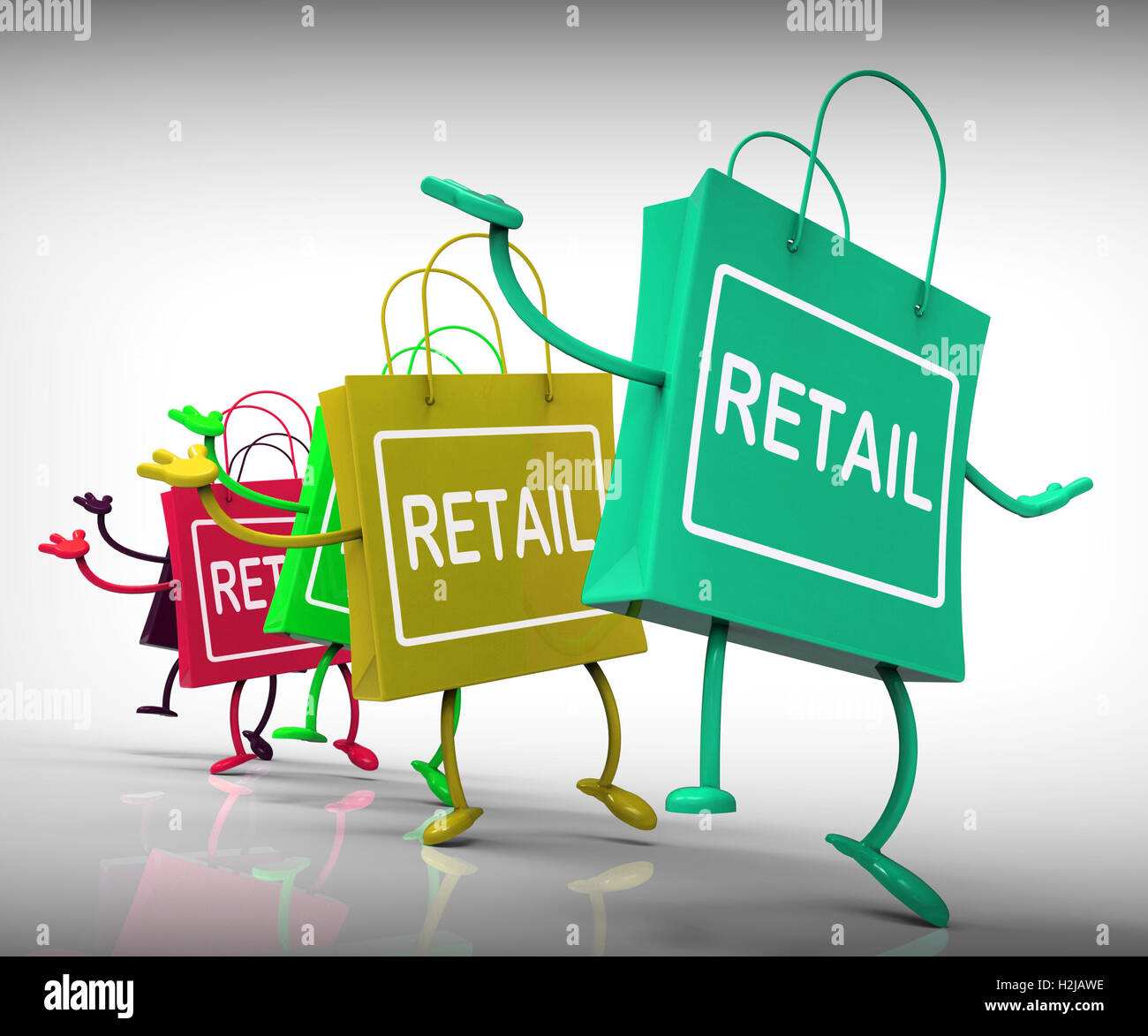 Einzelhandel-Taschen zeigen kommerziellen Vertrieb und Handel Stockfoto