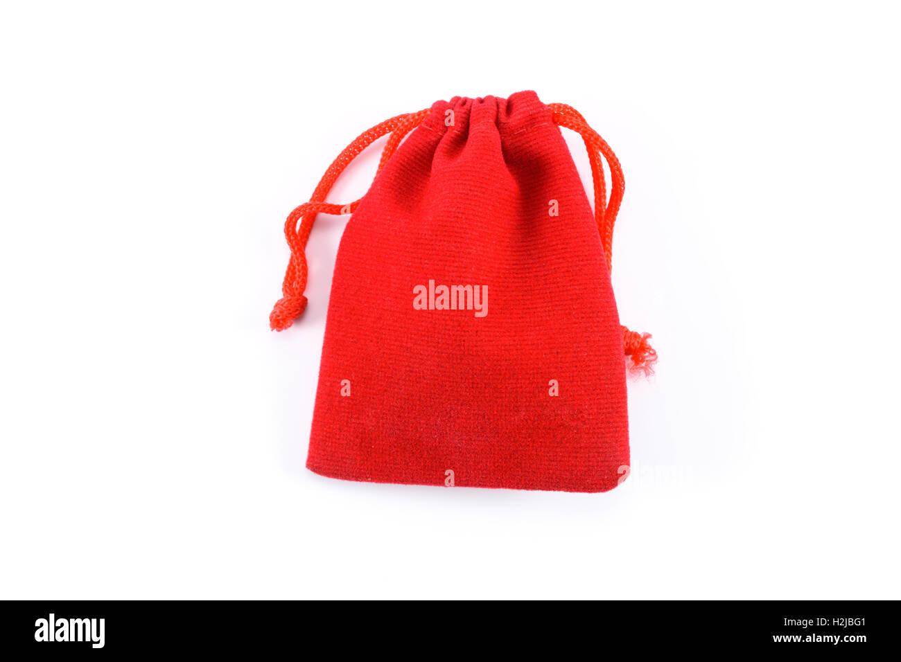 rote Tasche Stoff schließen isolierten auf weißen Hintergrund Stockfoto