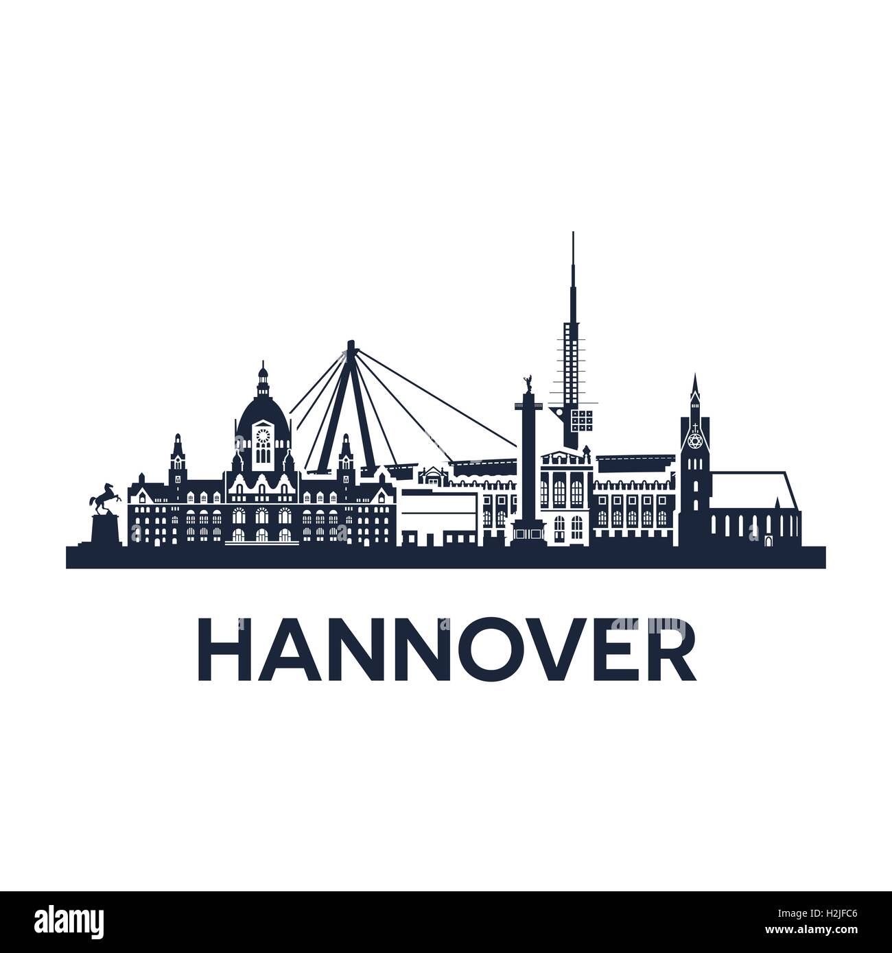Abstract Skyline der Stadt Hannover in Deutschland, Vektor, Abbildung Stock Vektor