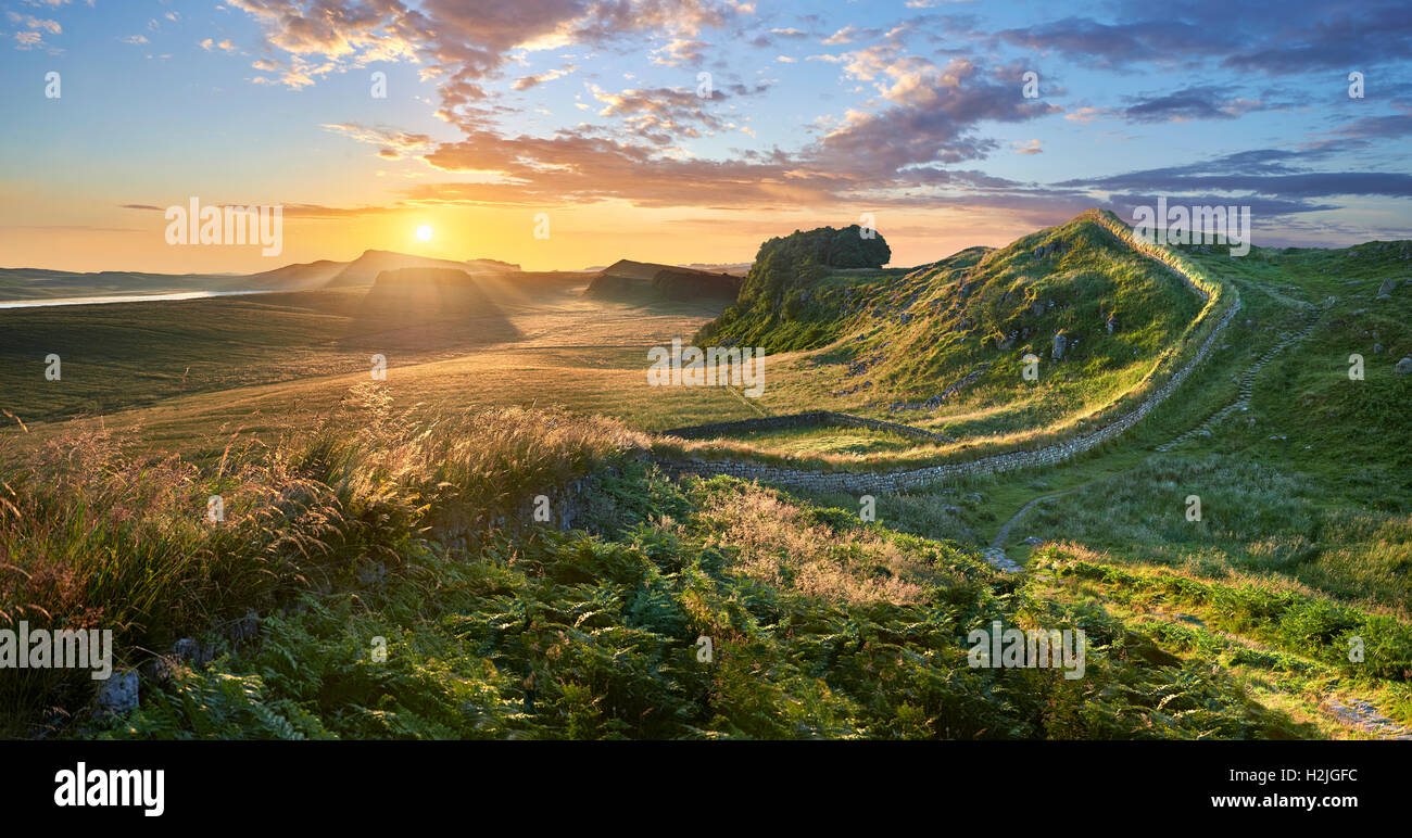 Ein Hadrian Wall Milecastle Fort in der Nähe von Houseteads römisches Kastell, Vercovicium, A UNESCO World Heritage Site, Northumberland, England Stockfoto