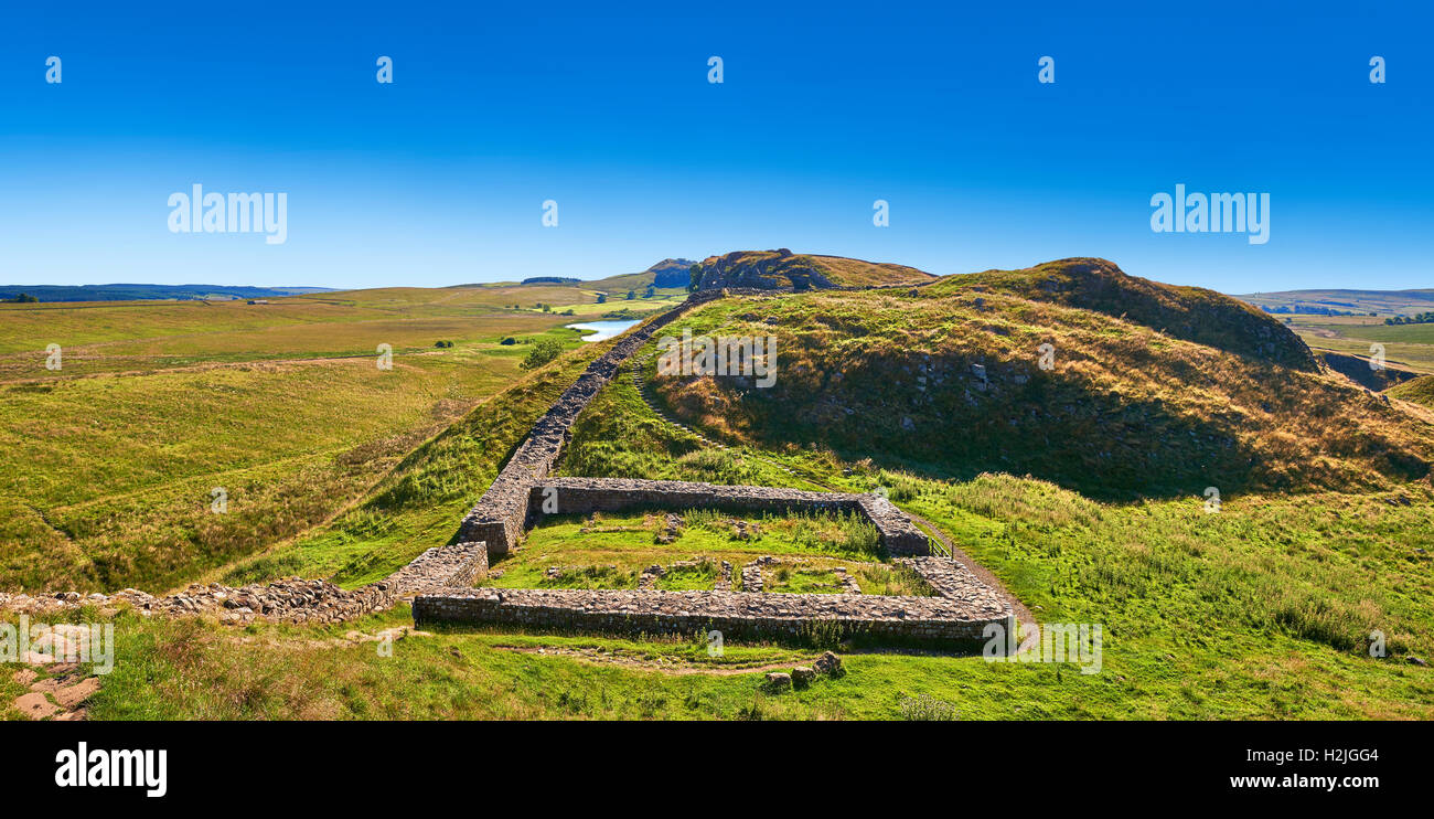 Ein Hadrian Wall Milecastle Fort in der Nähe von Houseteads römisches Kastell, Vercovicium, A UNESCO World Heritage Site, Northumberland, England Stockfoto