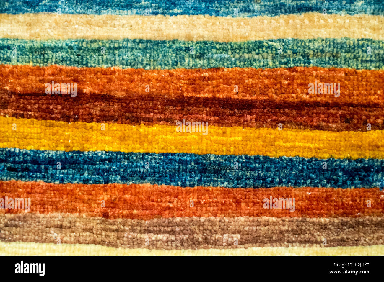 Nahaufnahme eines handgefertigten Teppich-Design-Details Stockfoto