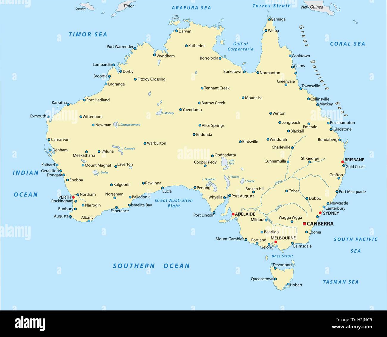 Australien-Stadtplan Stock Vektor