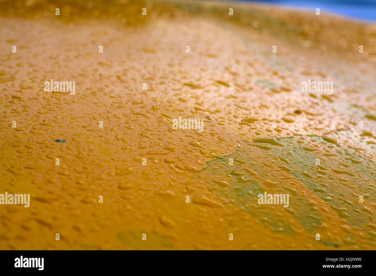 Friesen auf einer gelb lackierten Oberfläche. Stockfoto