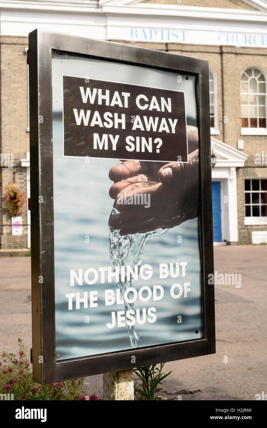 Religiöser Werbung für ein Baptist Church in Colchester Essex England sagen, was kann war Weg meine Sünde Stockfoto