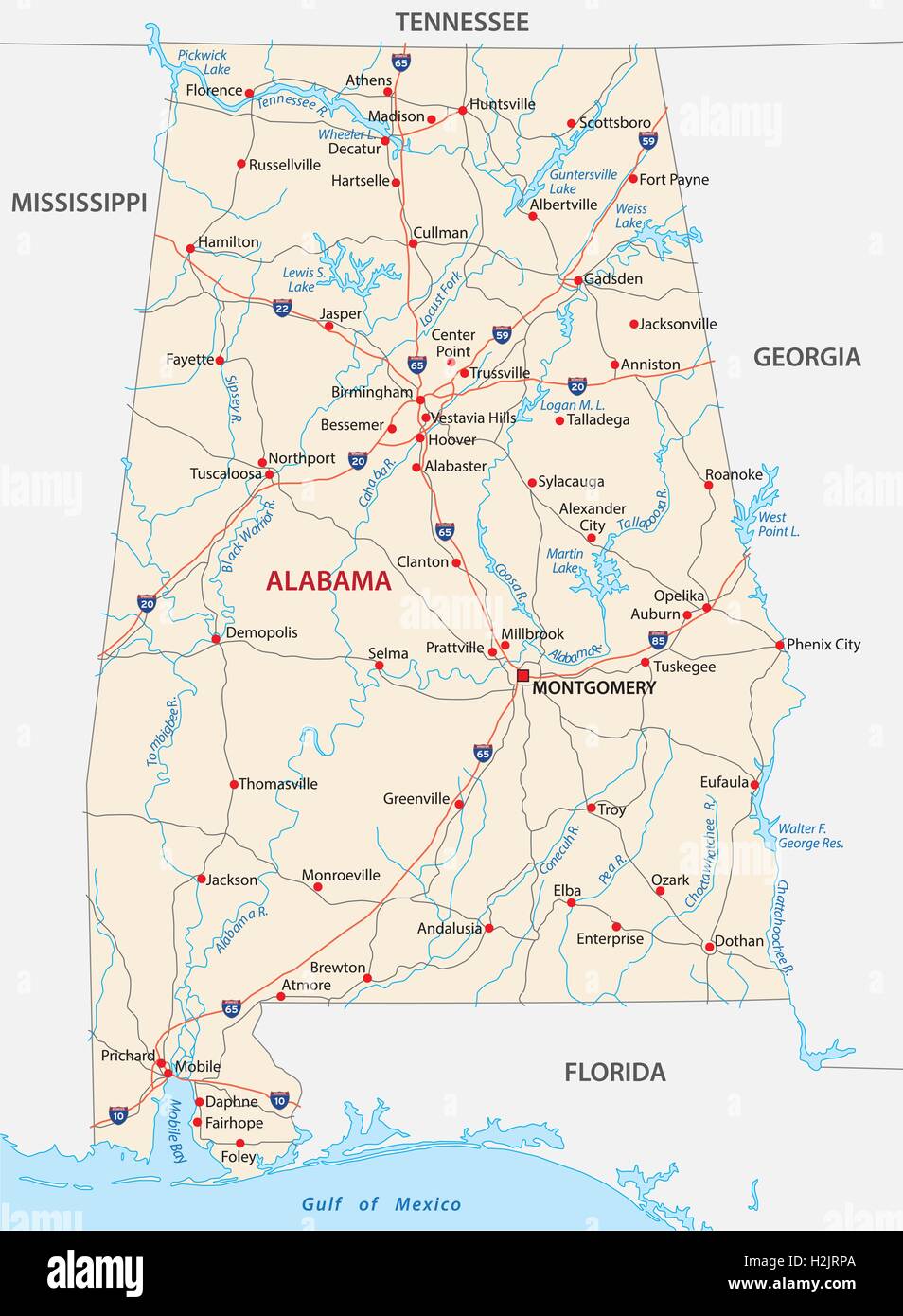 Alabama-Fahrplan Stock Vektor