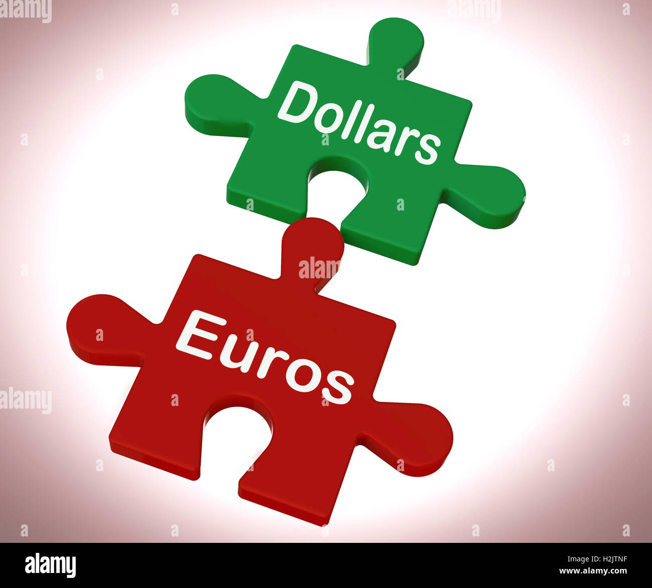 Dollar Euro Puzzle Mittel internationaler Geldwechsel Stockfoto