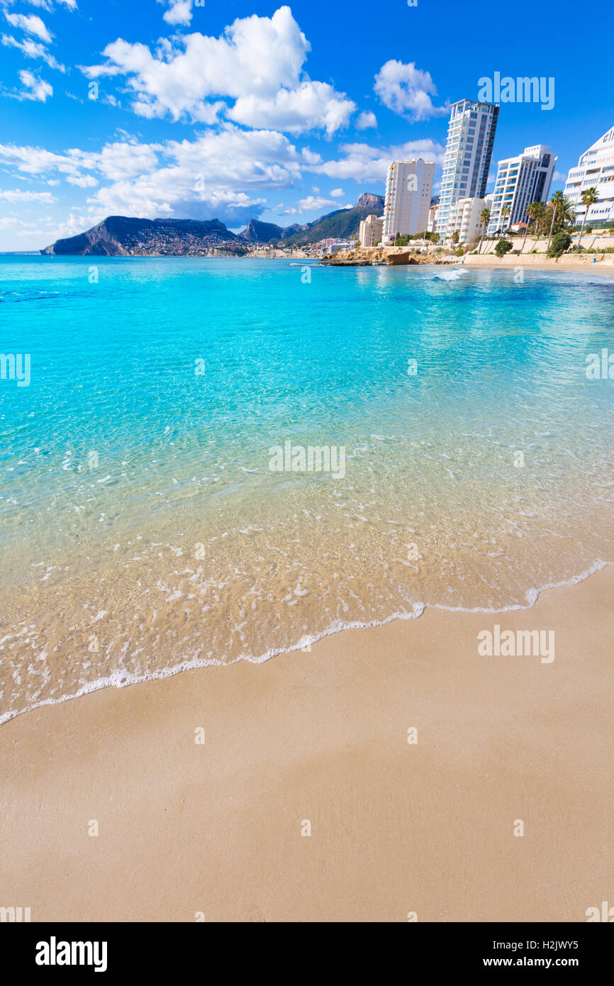 Strand von Playa Cantal Roig in der Nähe von Penon Ifach Alicante Calpe Stockfoto