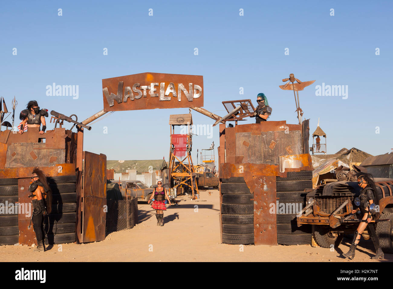 Ödland-Wochenende, California City, Kalifornien: September 22 bis 25, 2016. Jährliche Mad Max Ödland Festwochenende. Stockfoto