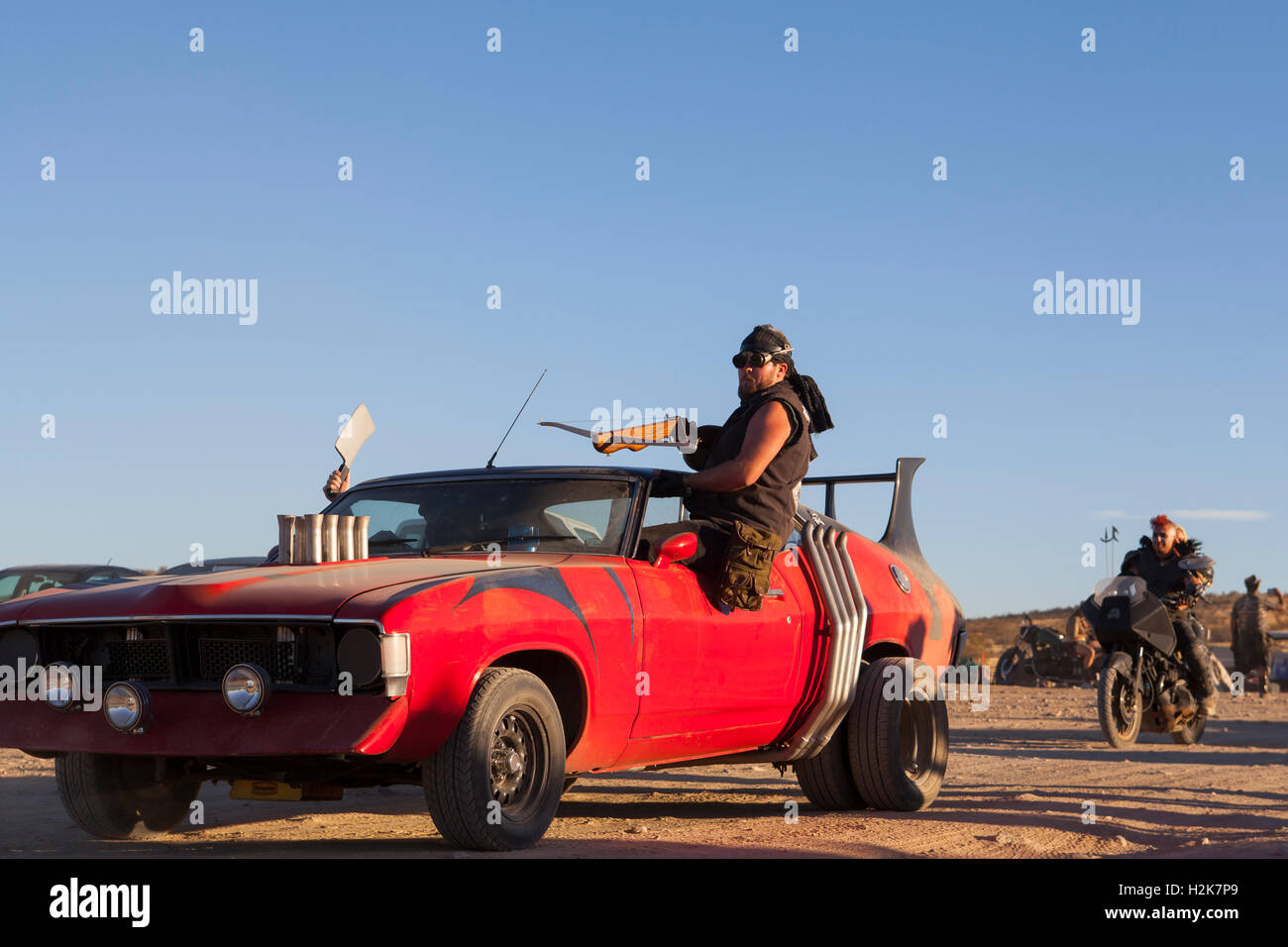 Ödland-Wochenende, California City, Kalifornien: September 22 bis 25, 2016. Jährliche Mad Max Ödland Festwochenende. Stockfoto