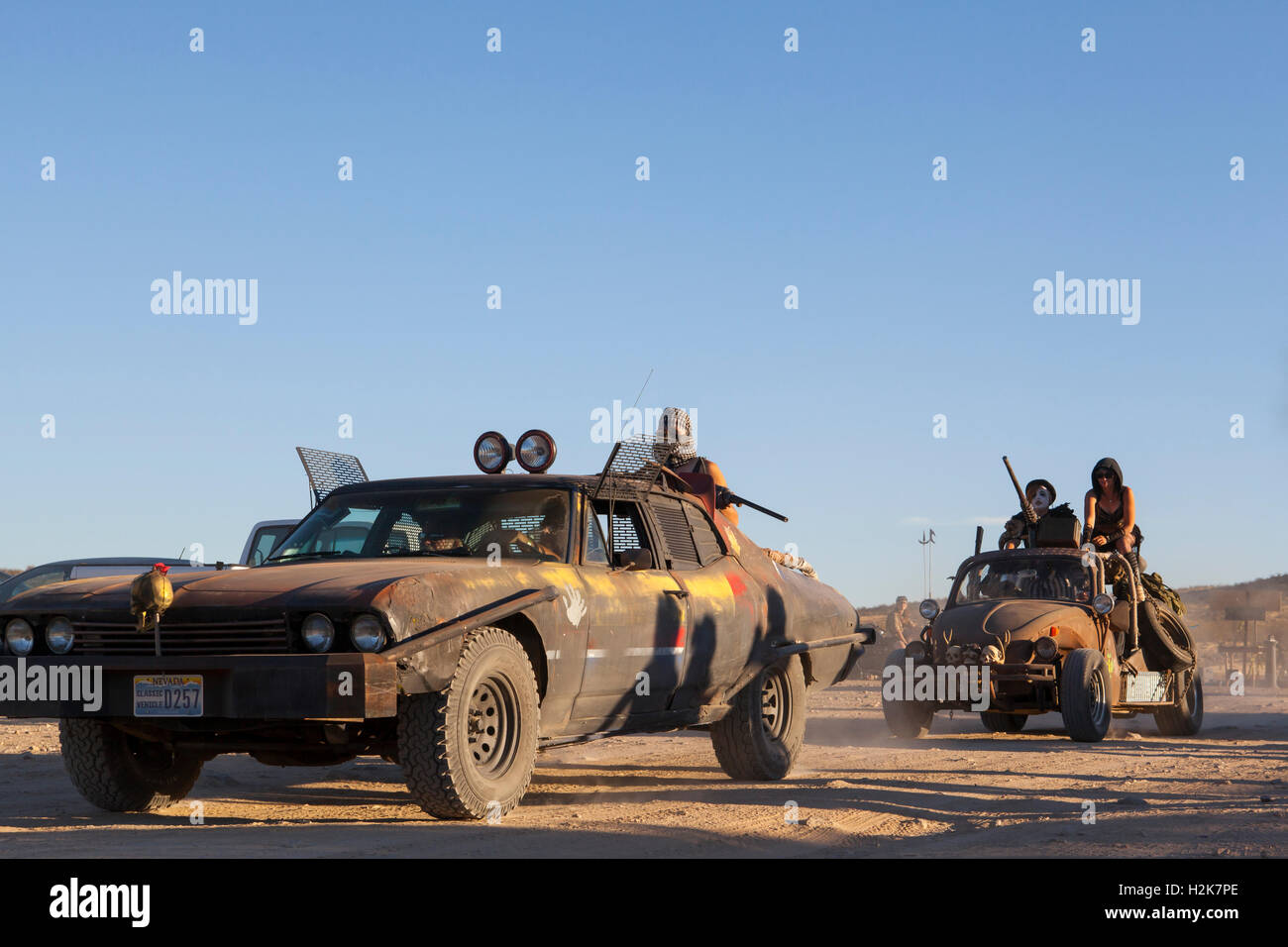 Ödland-Wochenende, California City, Kalifornien: September 22 bis 25, 2016. Jährliche Mad Max Ödland Festwochenende. Stockfoto