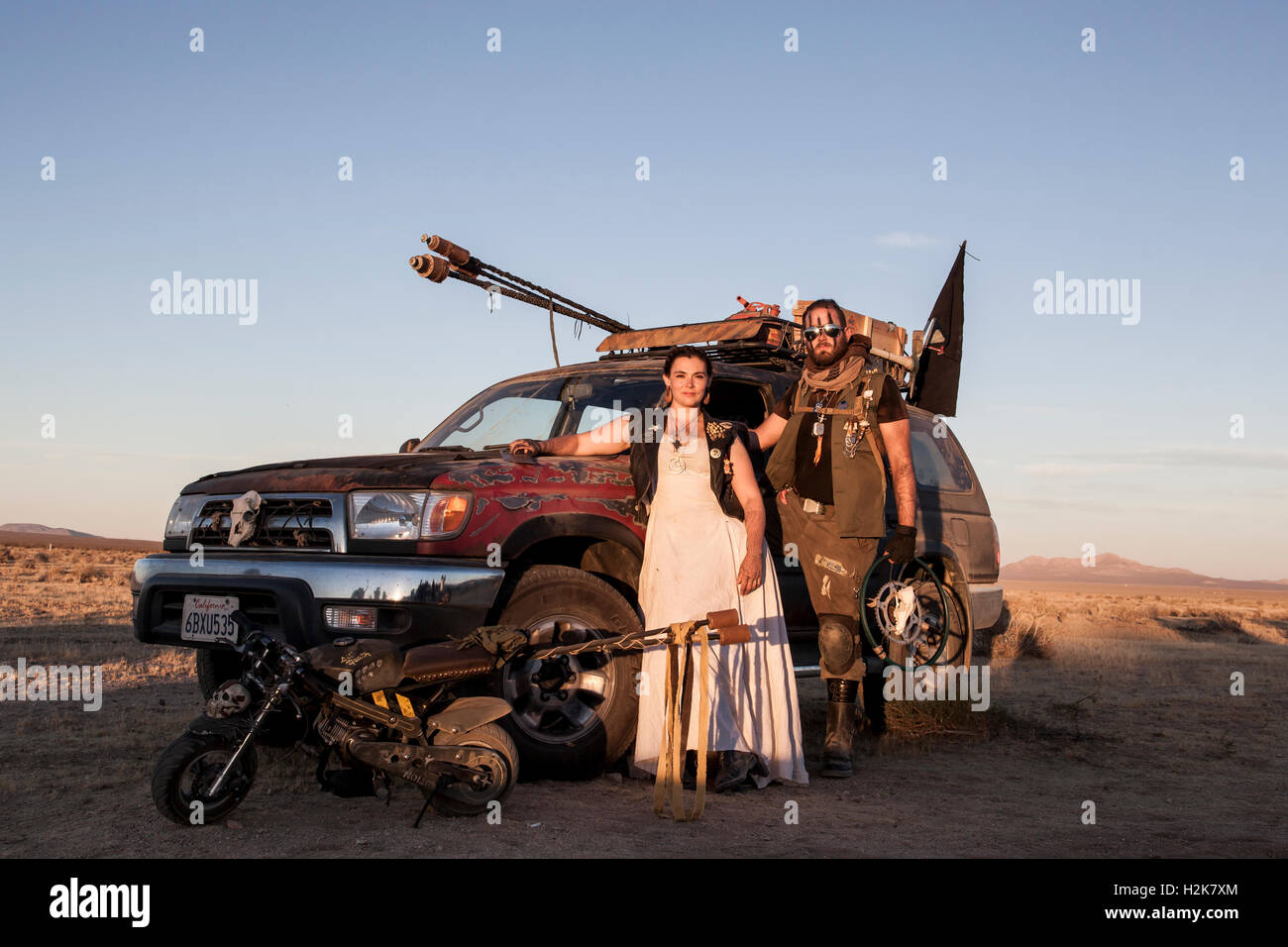 Ödland-Wochenende, California City, Kalifornien: September 22 bis 25, 2016. Jährliche Mad Max Ödland Festwochenende. Stockfoto