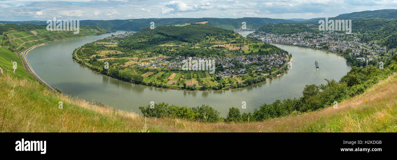 Die Rhein-Schleife, Bopparder Hamm Panorama, Deutschland Stockfoto
