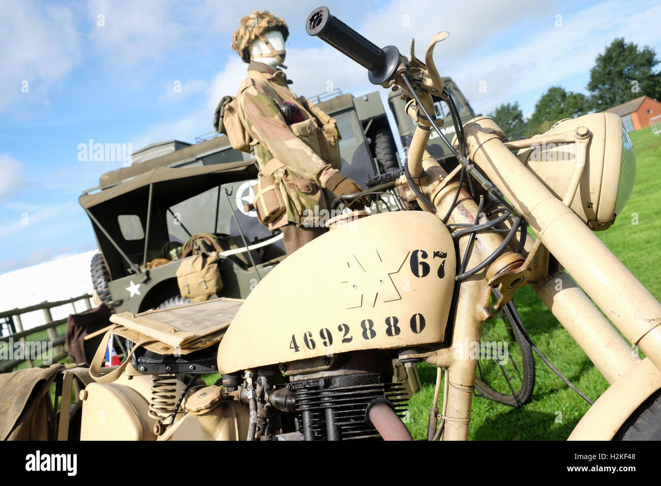 Unvergleichliche WD 350 G3-Motorrad von britischen Luftlandetruppen während dem zweiten Weltkrieg WW2 verwendet Stockfoto