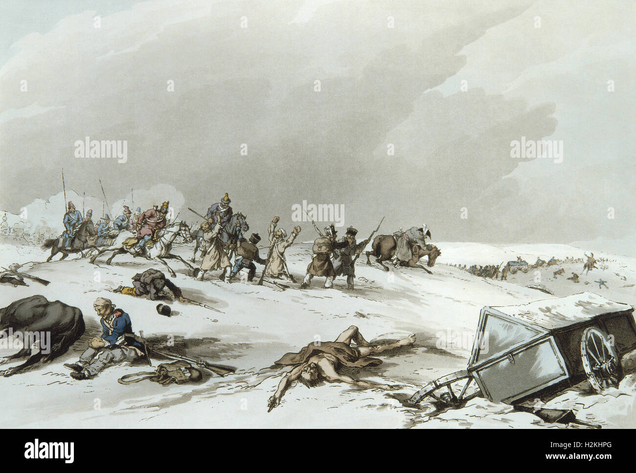 Gravur - Rückzug der französischen Armee in Russland - 1812 Stockfoto