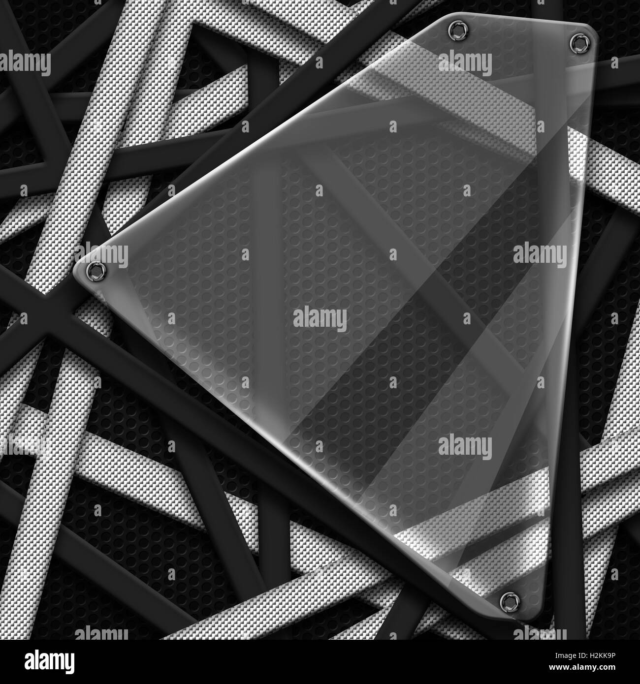 8 einstellen. grau-weißer Rahmen mit Glas auf schwarze Kohlefaser. Metall Hintergrund und Textur. 3D Illustration. Stockfoto
