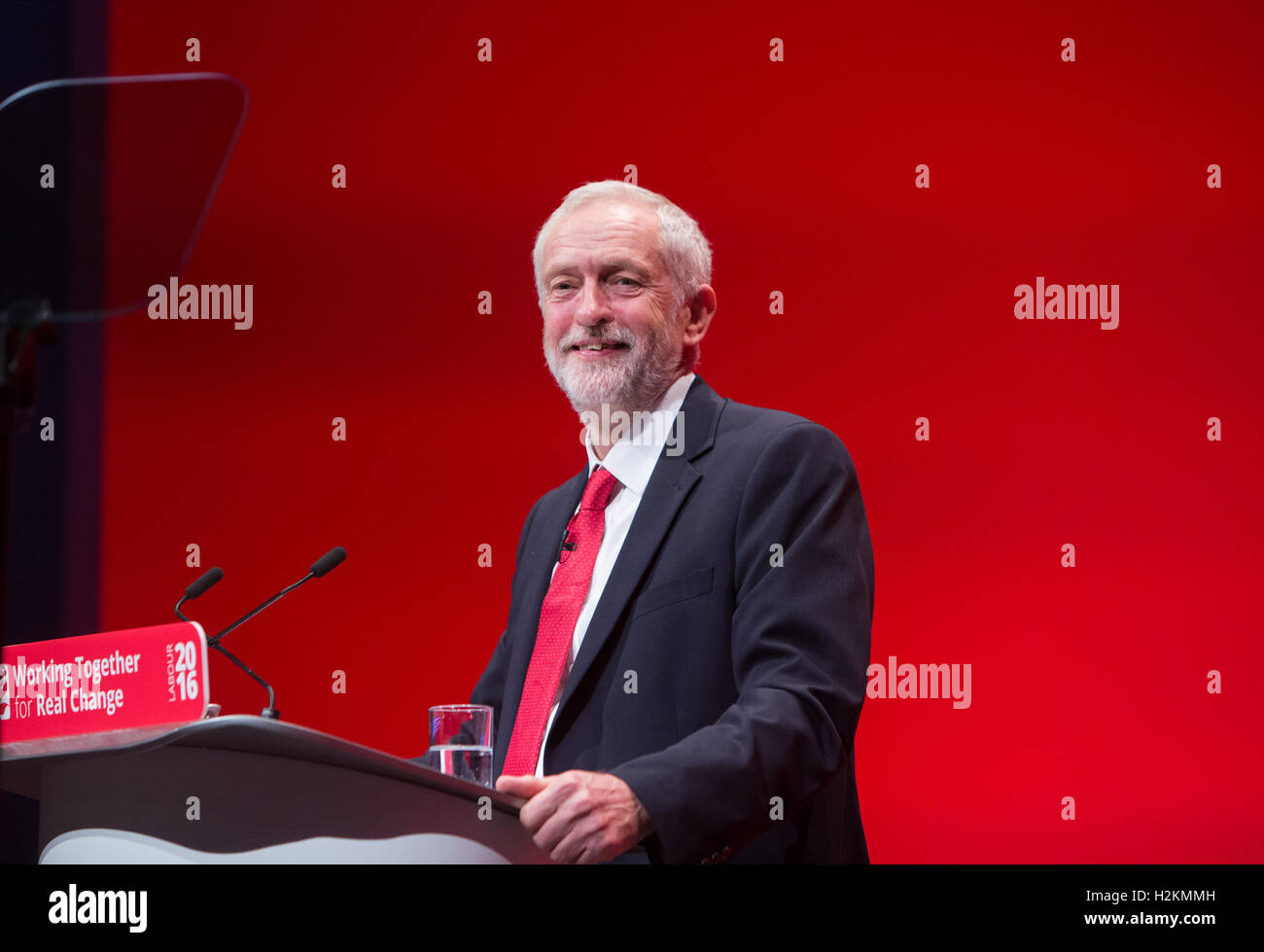 Labour-Chef, Jeremy Corbyn liefert seinem Keynote-Vortrag auf der Konferenz der Labour-Partei in Liverpool Stockfoto