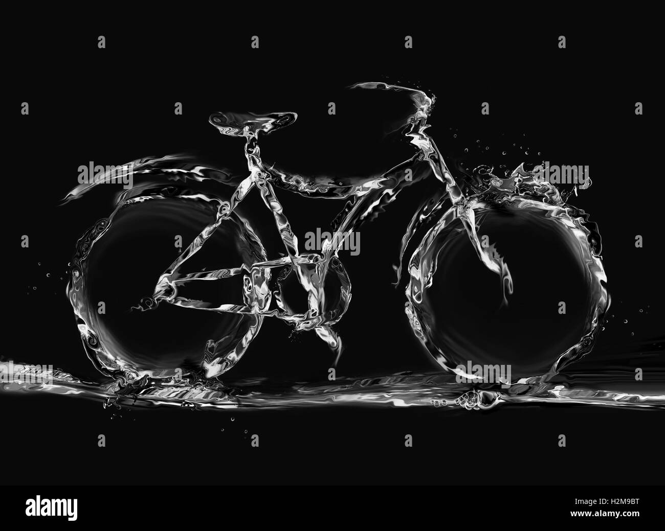 Ein Fahrrad von Wasser, umweltfreundliche Verkehrsmittel zu vertreten. Stockfoto