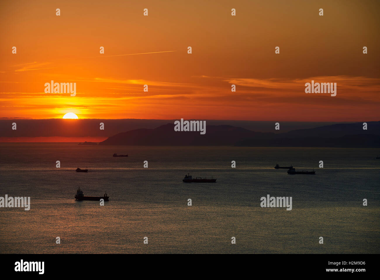 Sonnenuntergang, El Abra Kantabrischen Meer, Spanien, Europa Stockfoto