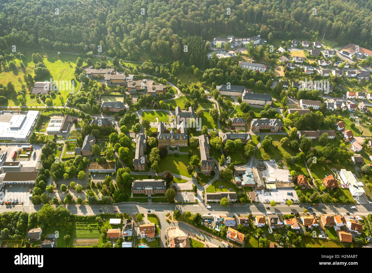 Luftbild, St. Johannes Stift Hauptgebäude, niedrige Marsberg, Marsberg, Sauerland, Landkreis Hochsauerlandkreis Stockfoto