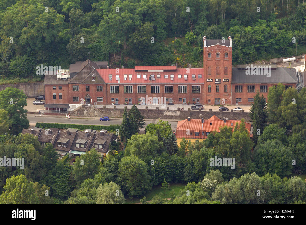 Luftbild, ehemaliger meine alten Person Haase, ich Welle / II mit den Malakowturm Turm, Luftbild von Sprockhövel, Sprockhövel Stockfoto