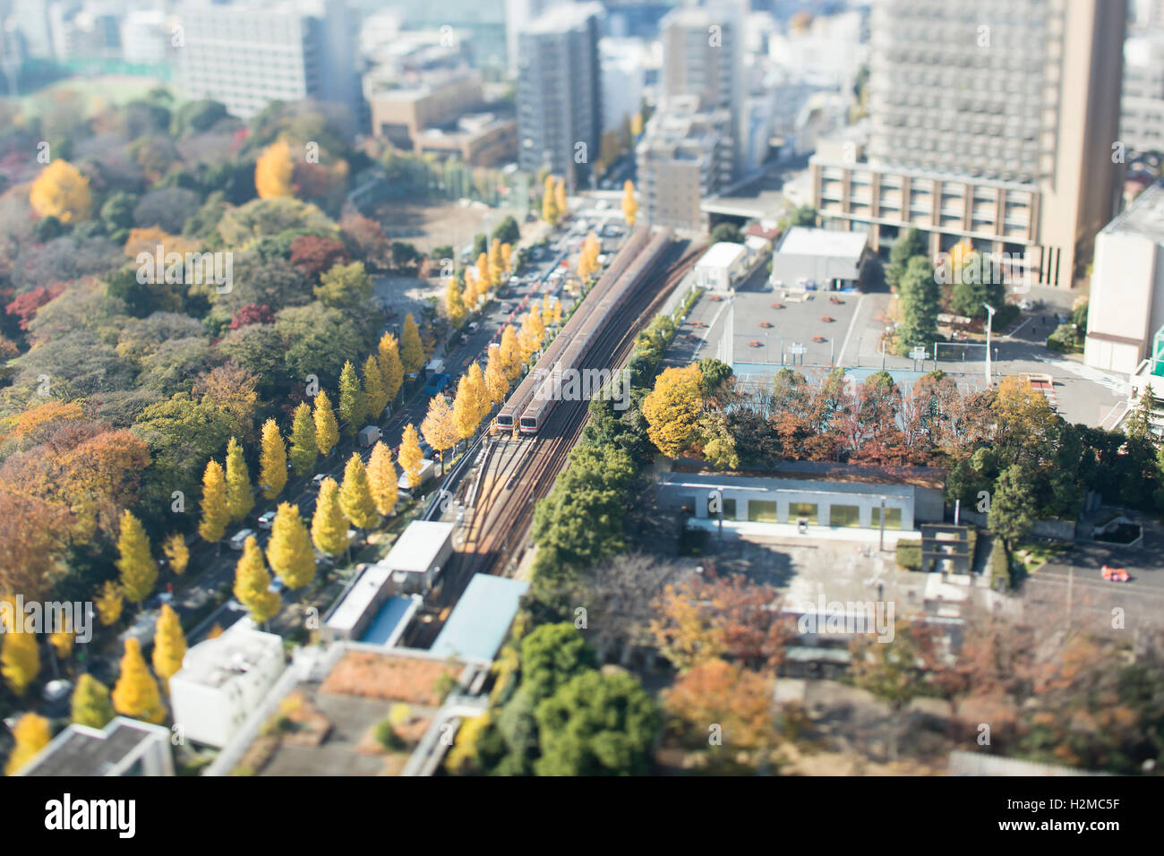Tilt-Shift Vogelperspektive des Stadtbildes Tokyo, Tokyo, Japan Stockfoto
