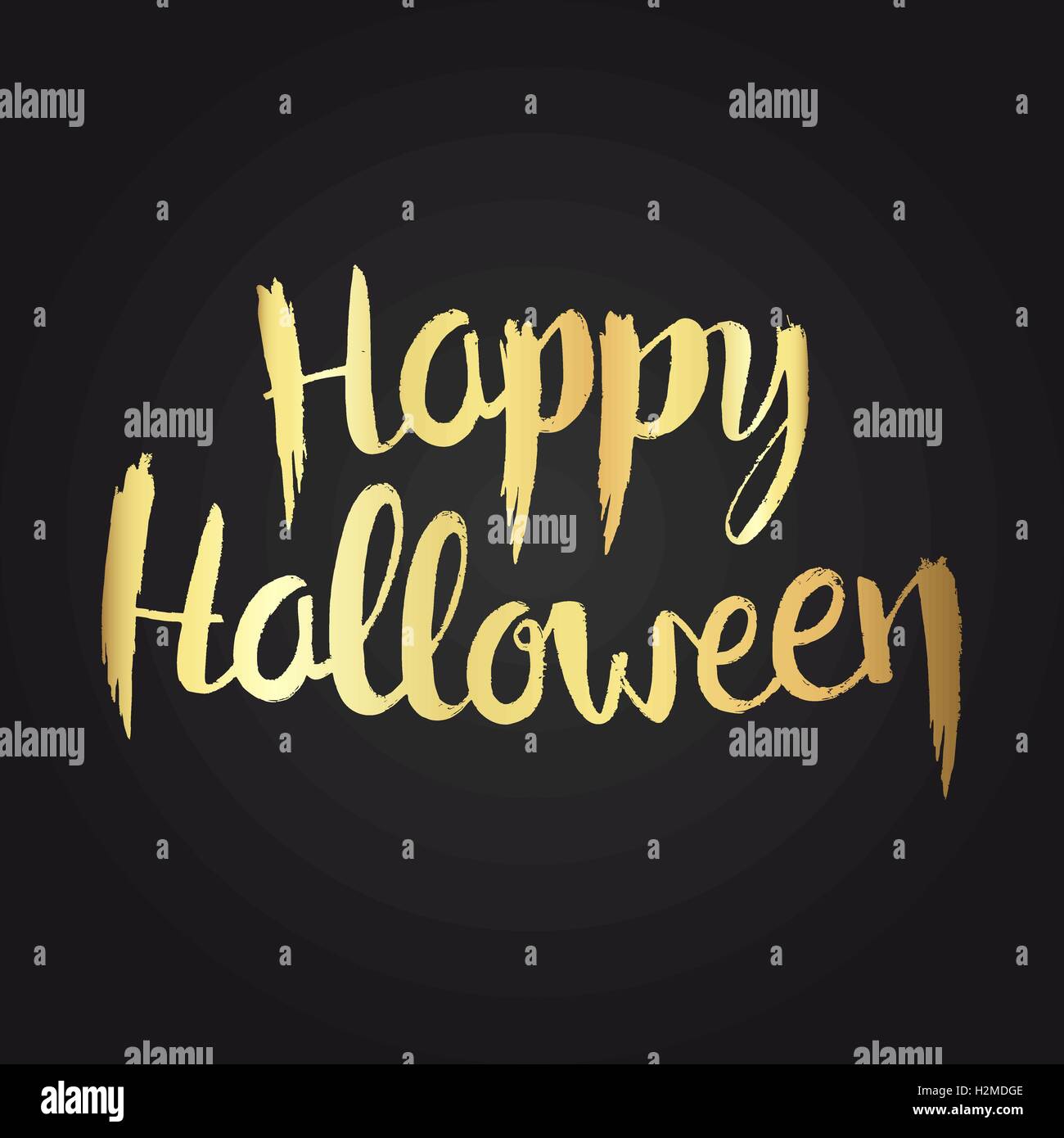 Happy Halloween goldenen Schriftzug. Moderne Vektor hand gezeichnete Kalligraphie auf schwarzem Hintergrund für Ihr design Stock Vektor