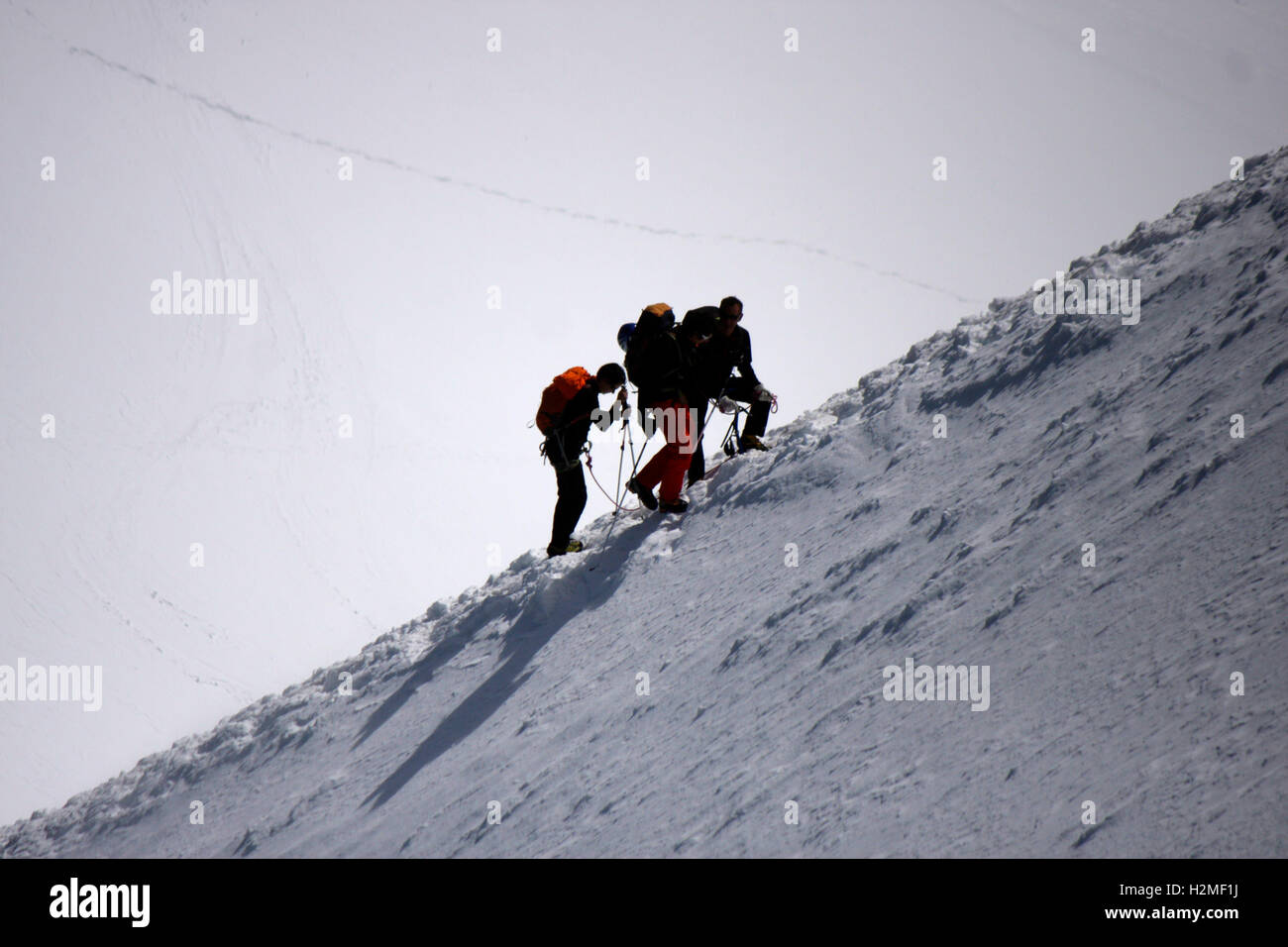 Bergsteiger, Mont-Blanc-Massiv, Chamonix, Frankreich. Stockfoto