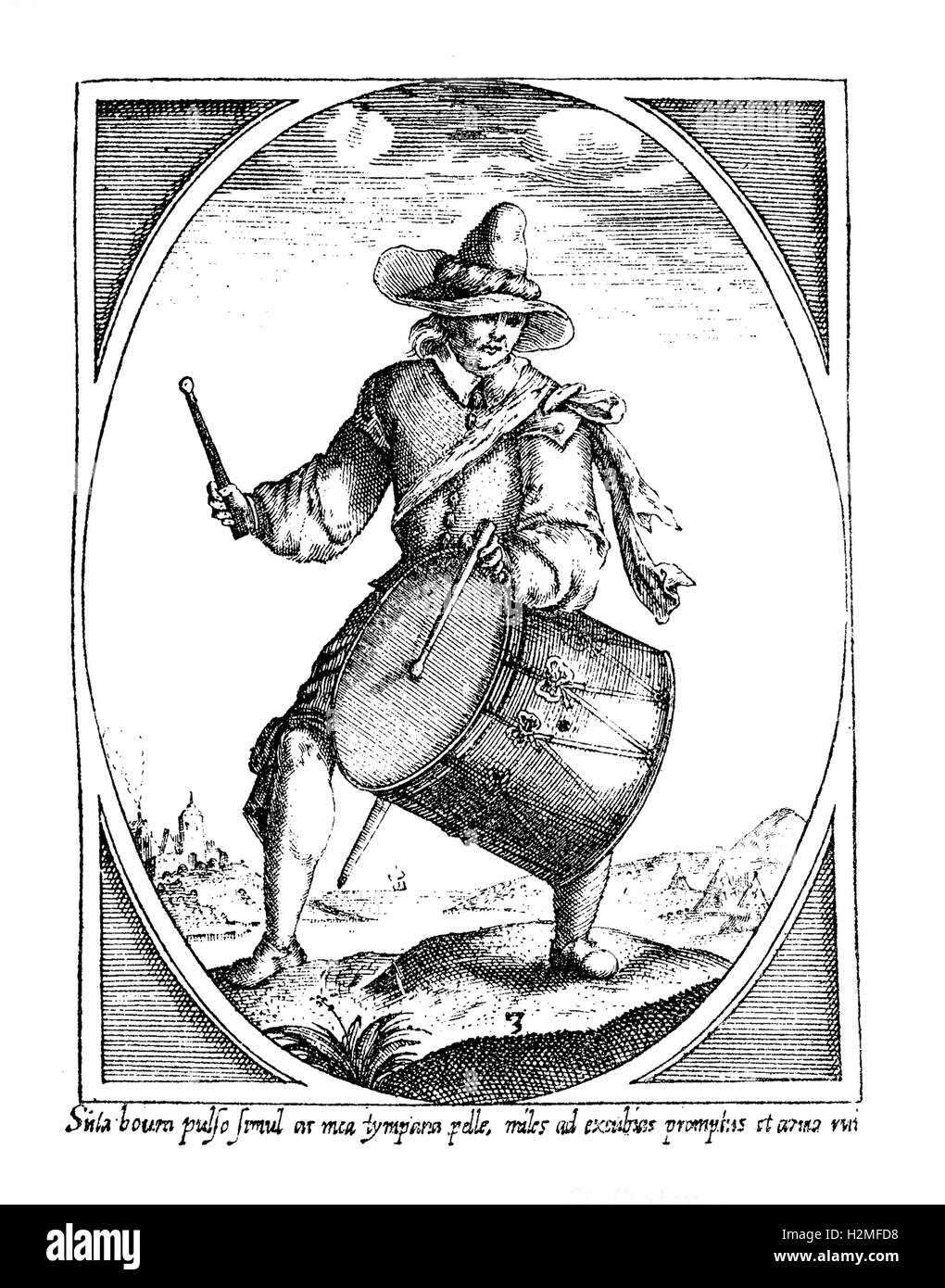 Söldner Schlagzeuger Soldaten am Ende des XVII. Jh. Stockfoto