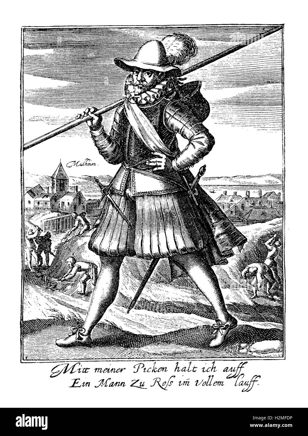 Söldner am Ende des XVII. Jh. Stockfoto