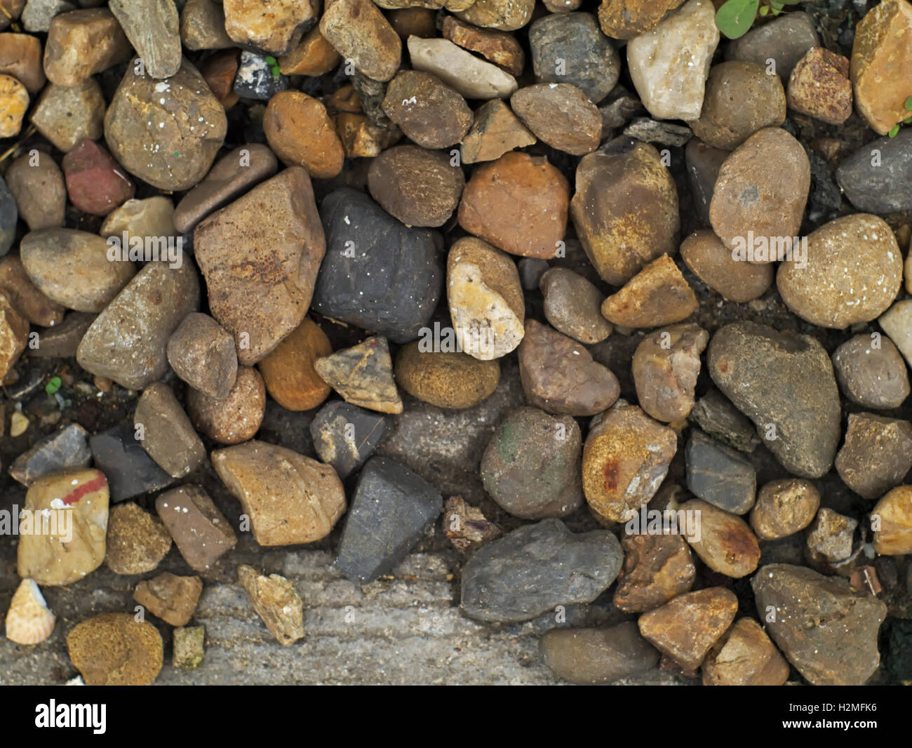 Closeup Schuss von einem Haufen von Steinen in verschiedenen Farben, Formen und Größen Stockfoto