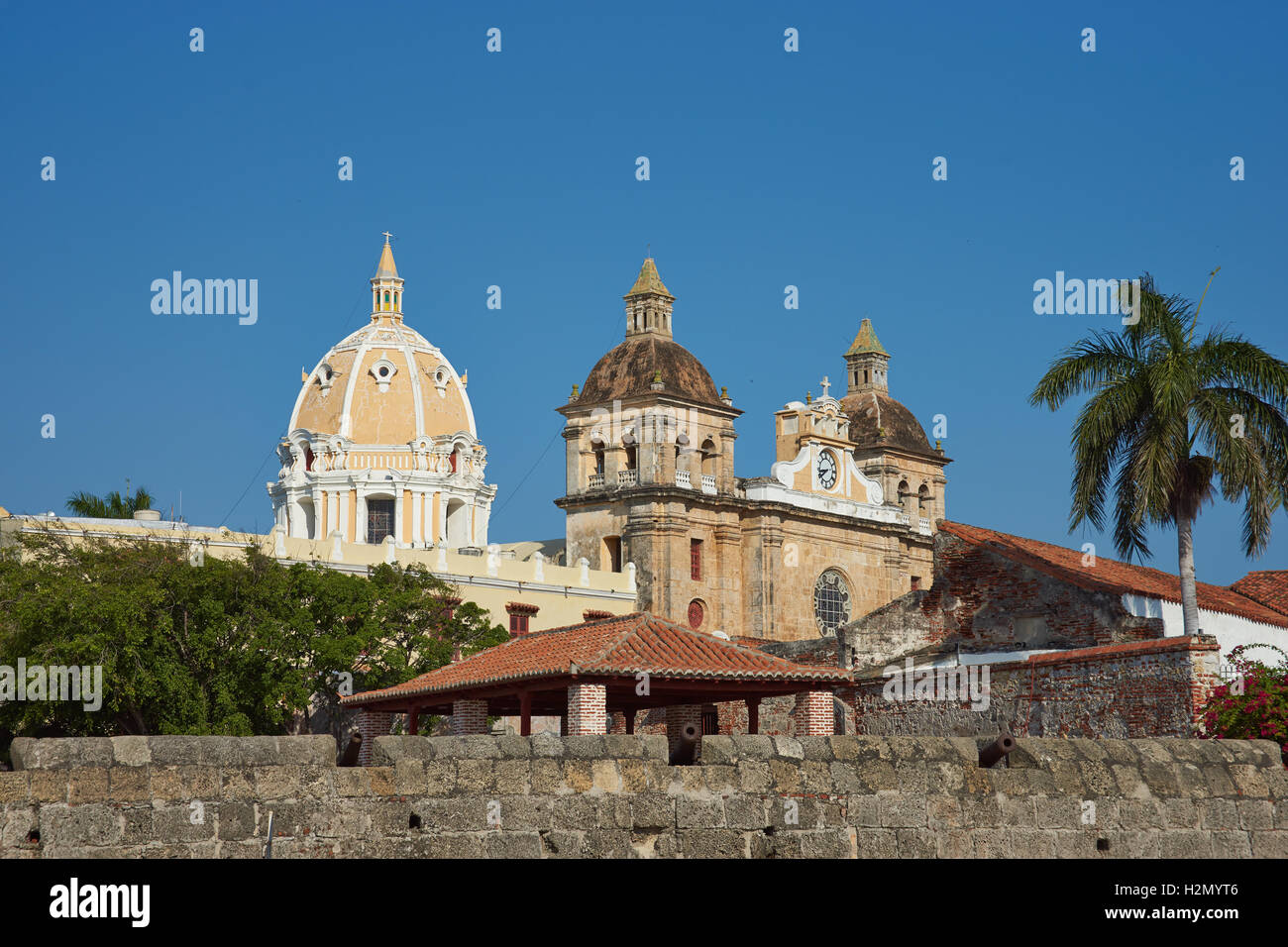 Stadtmauer von Cartagena de Indias Stockfoto