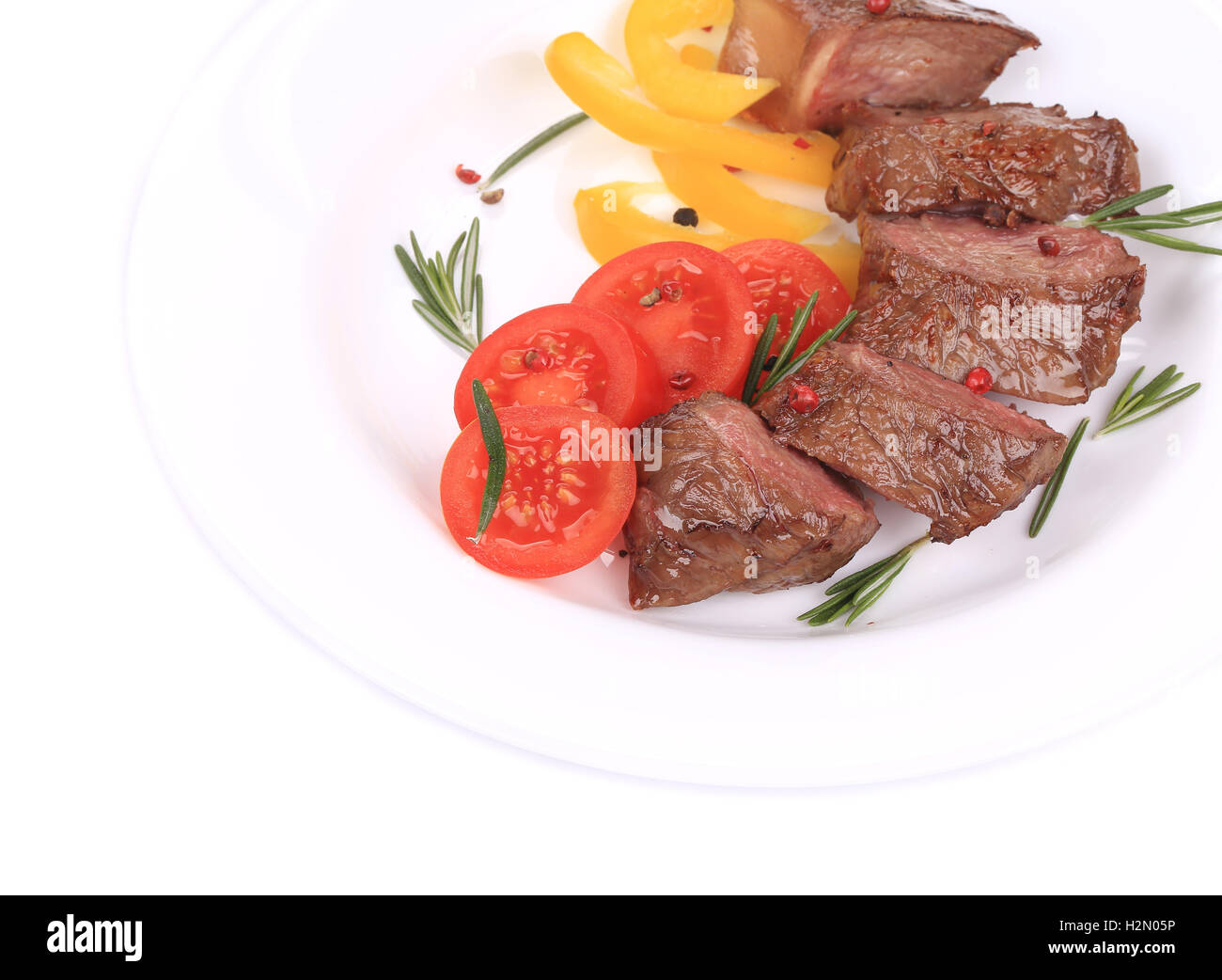 Rindersteaks mit Rosmarin. Stockfoto
