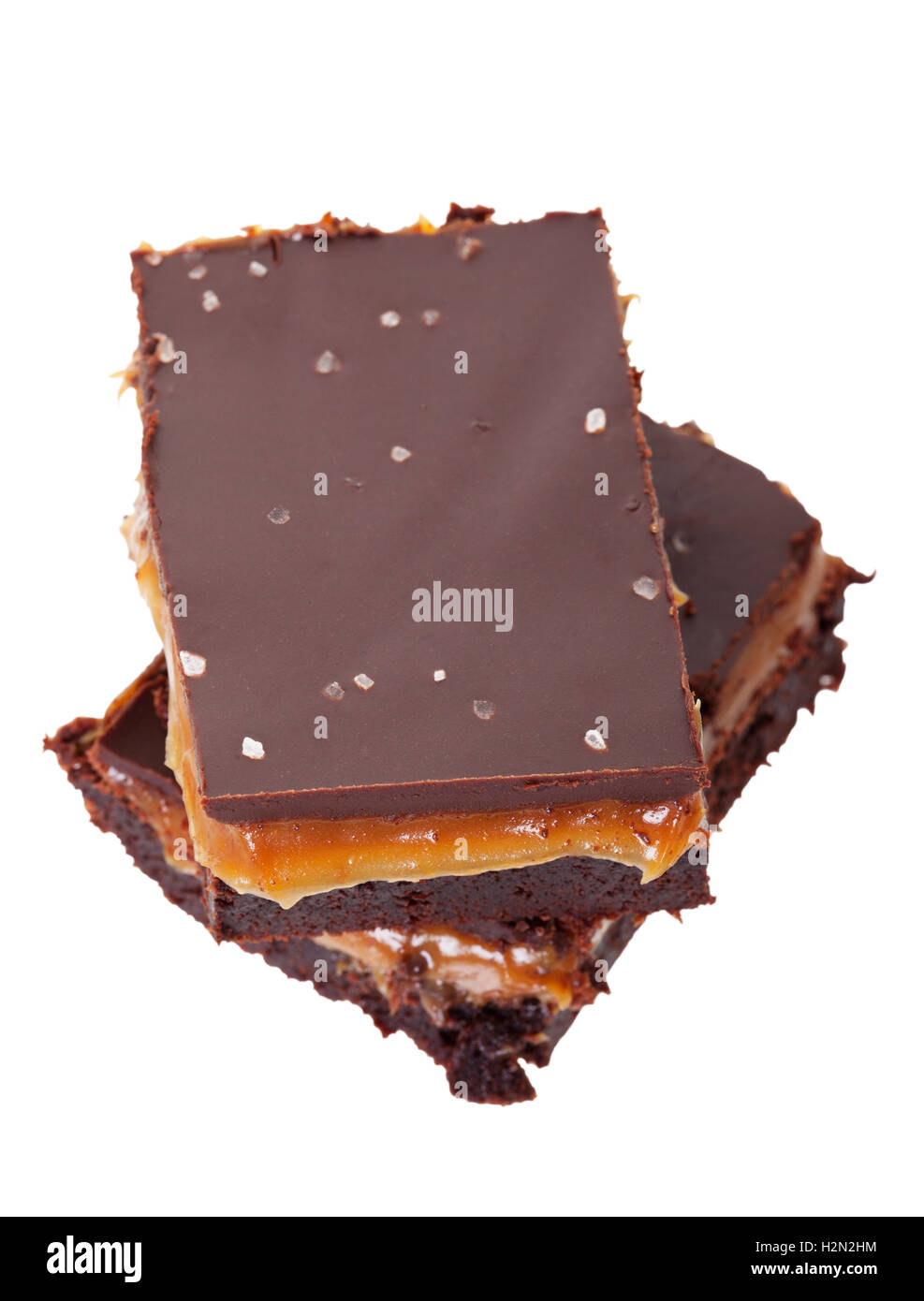 Gesalzenem Karamell Schokoladen-Brownies Stockfoto
