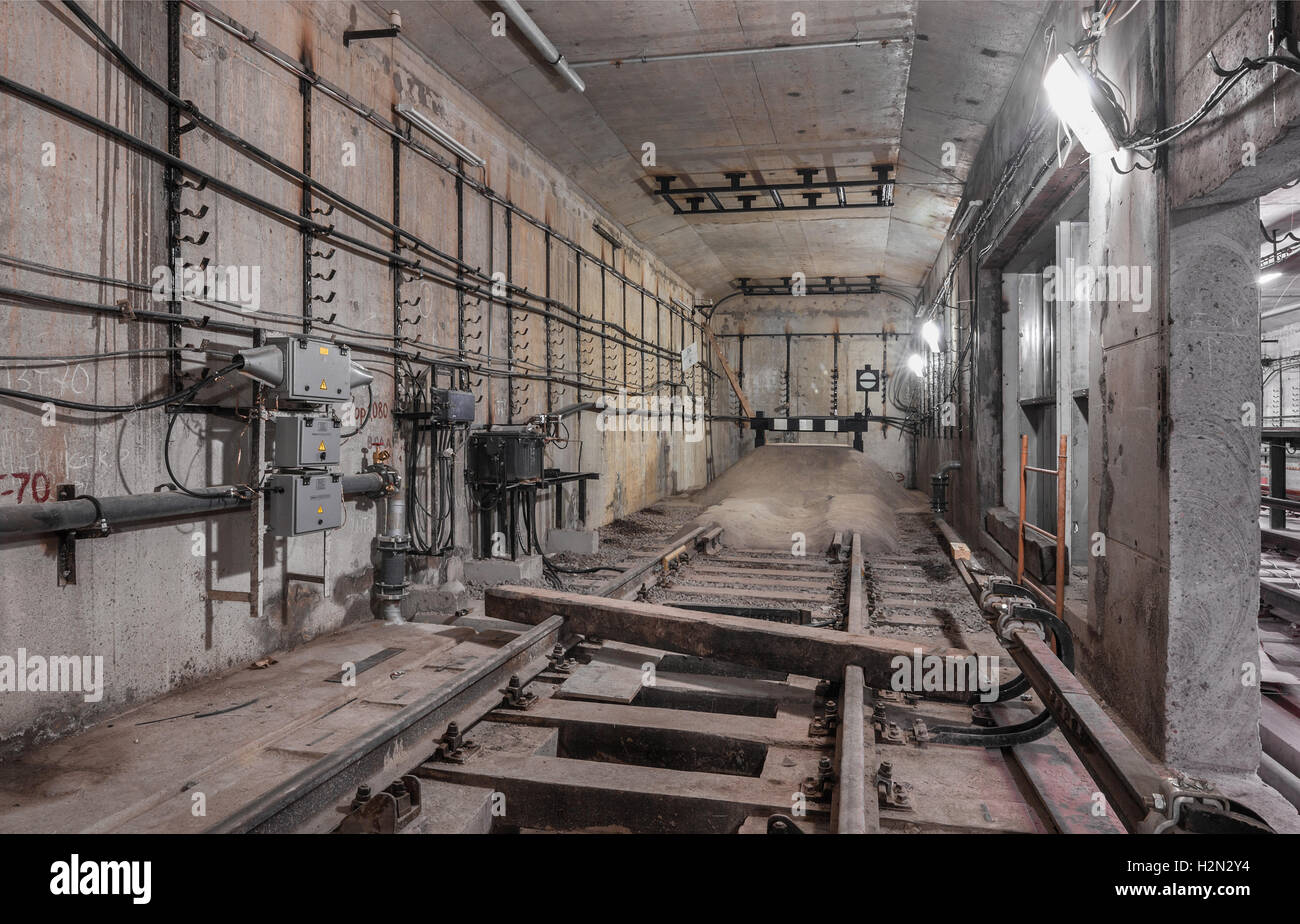 Ende der Bahn Linie in der u-Bahn tunnel Stockfoto
