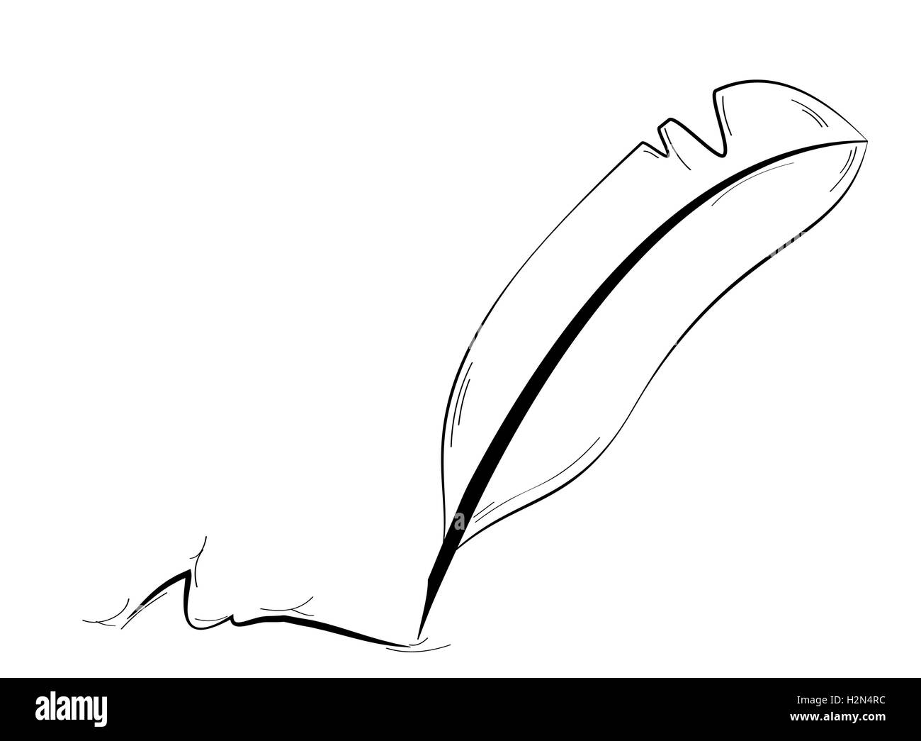schwarze Feder und abstrakte Signatur Stock Vektor