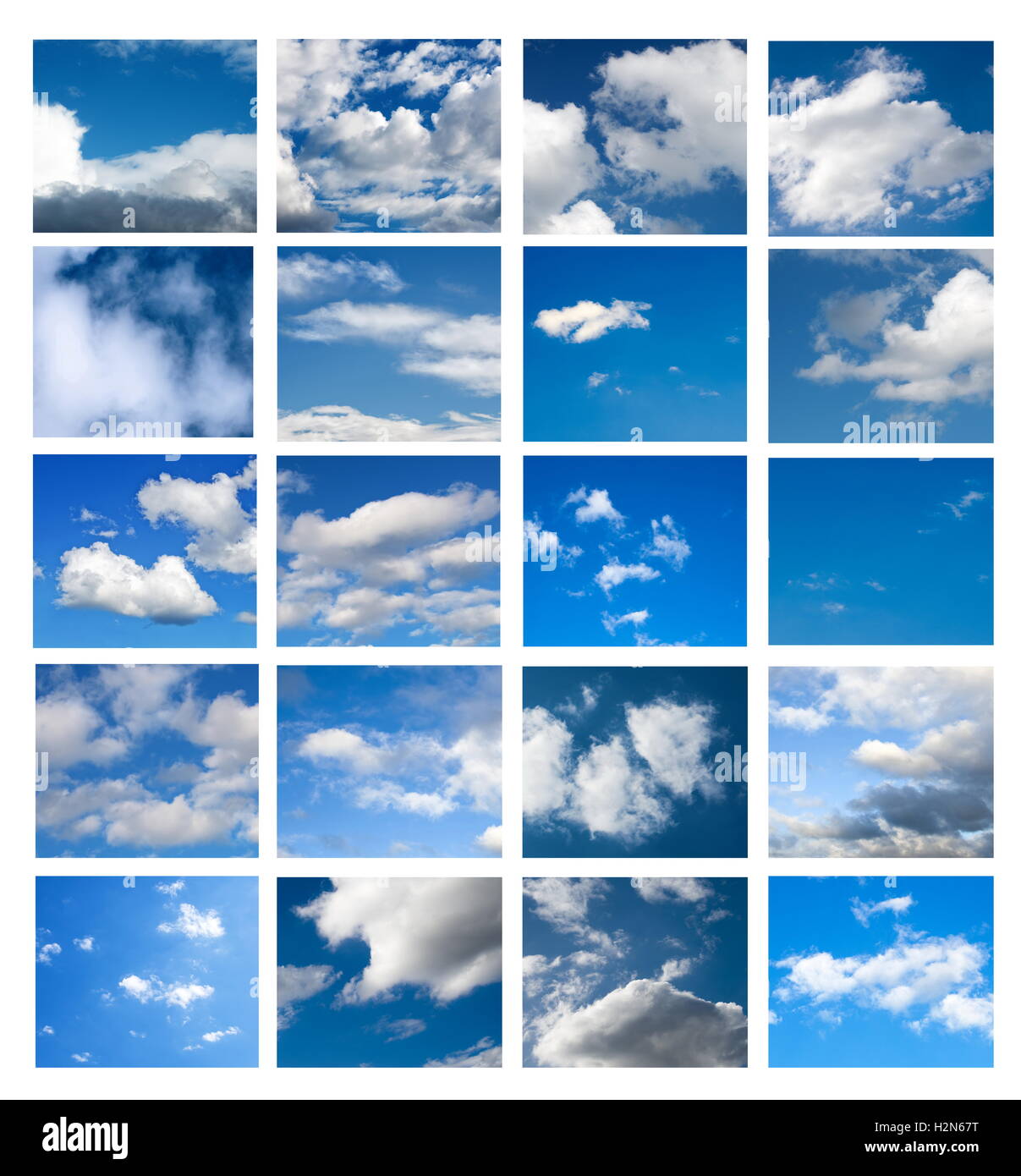 Himmel-Collage auf weiße Fläche Stockfoto