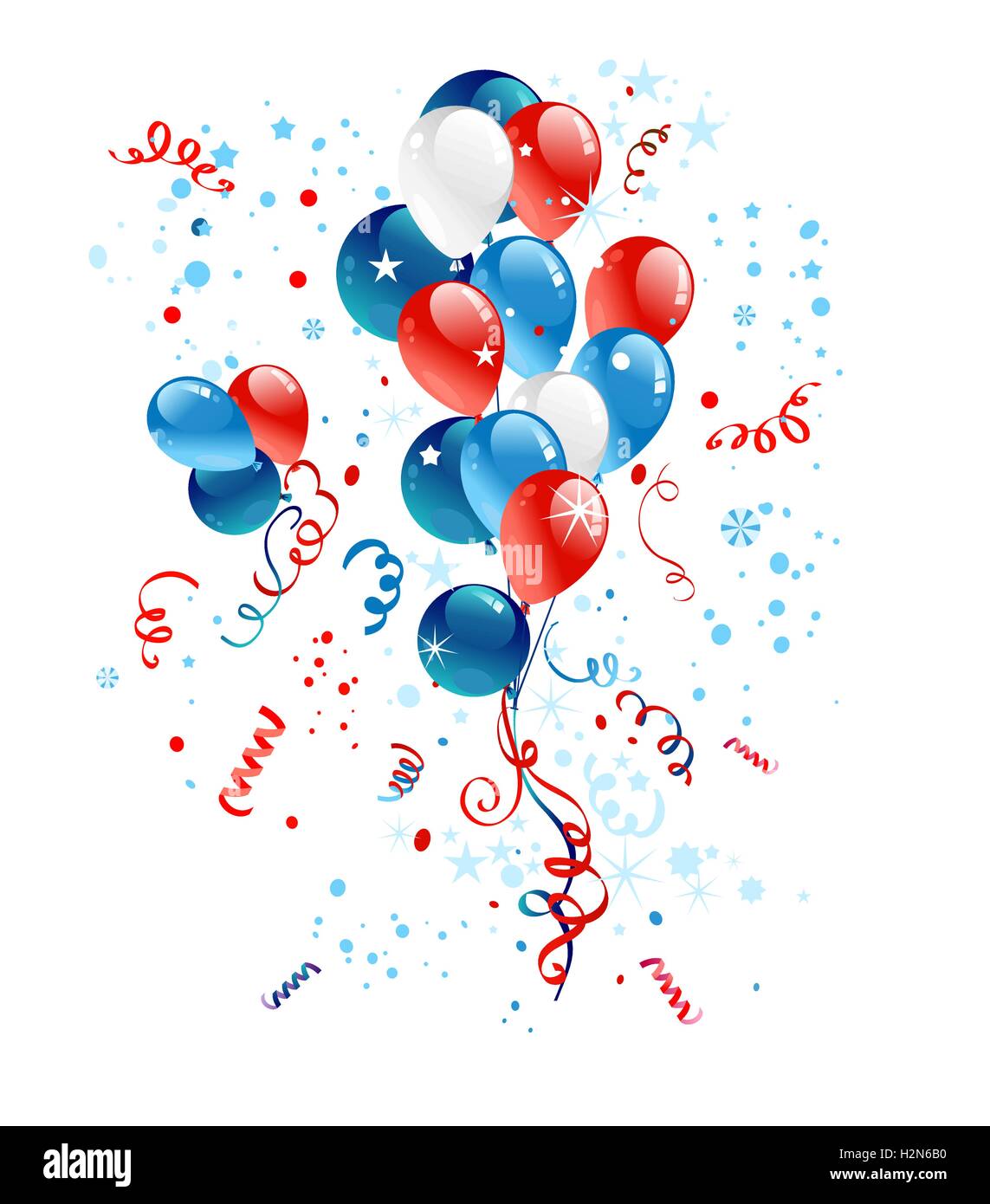 Blaue, rote und weiße Luftballons Stock Vektor